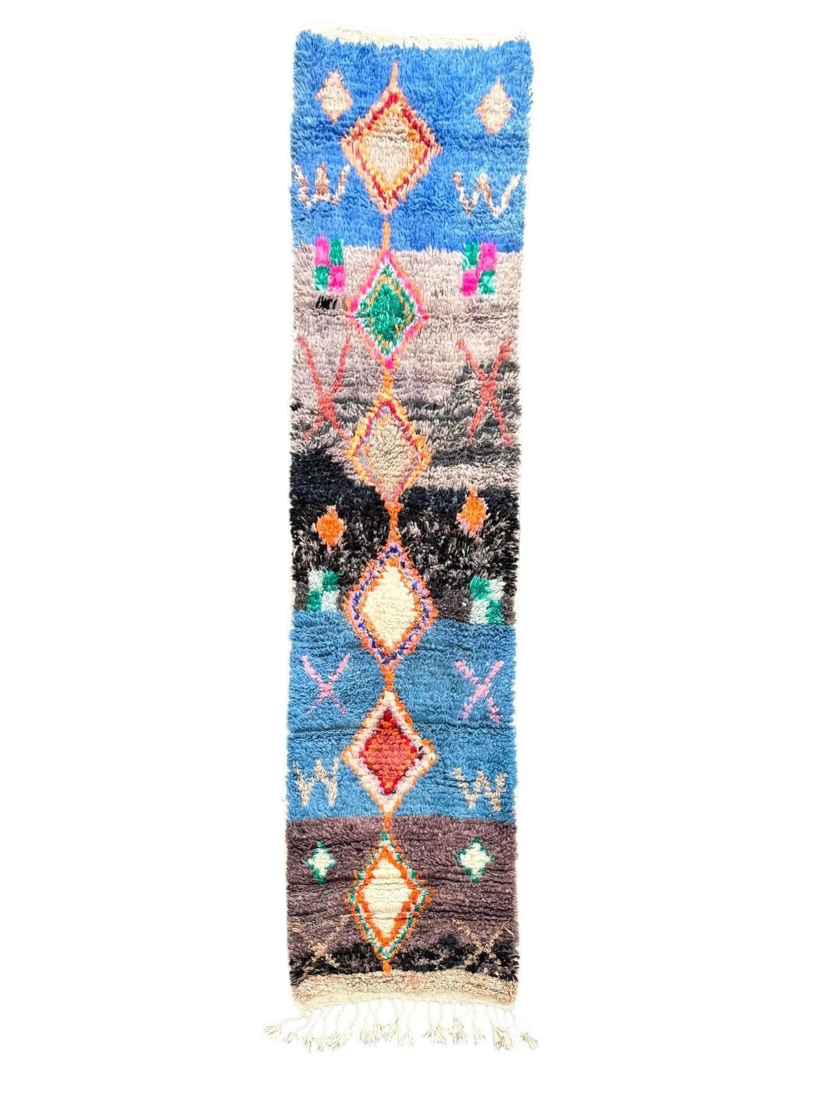 Blue Boujad Moroccan Berber Runner 70x300 Cm For A Modern Living Interior Home. photo furniture