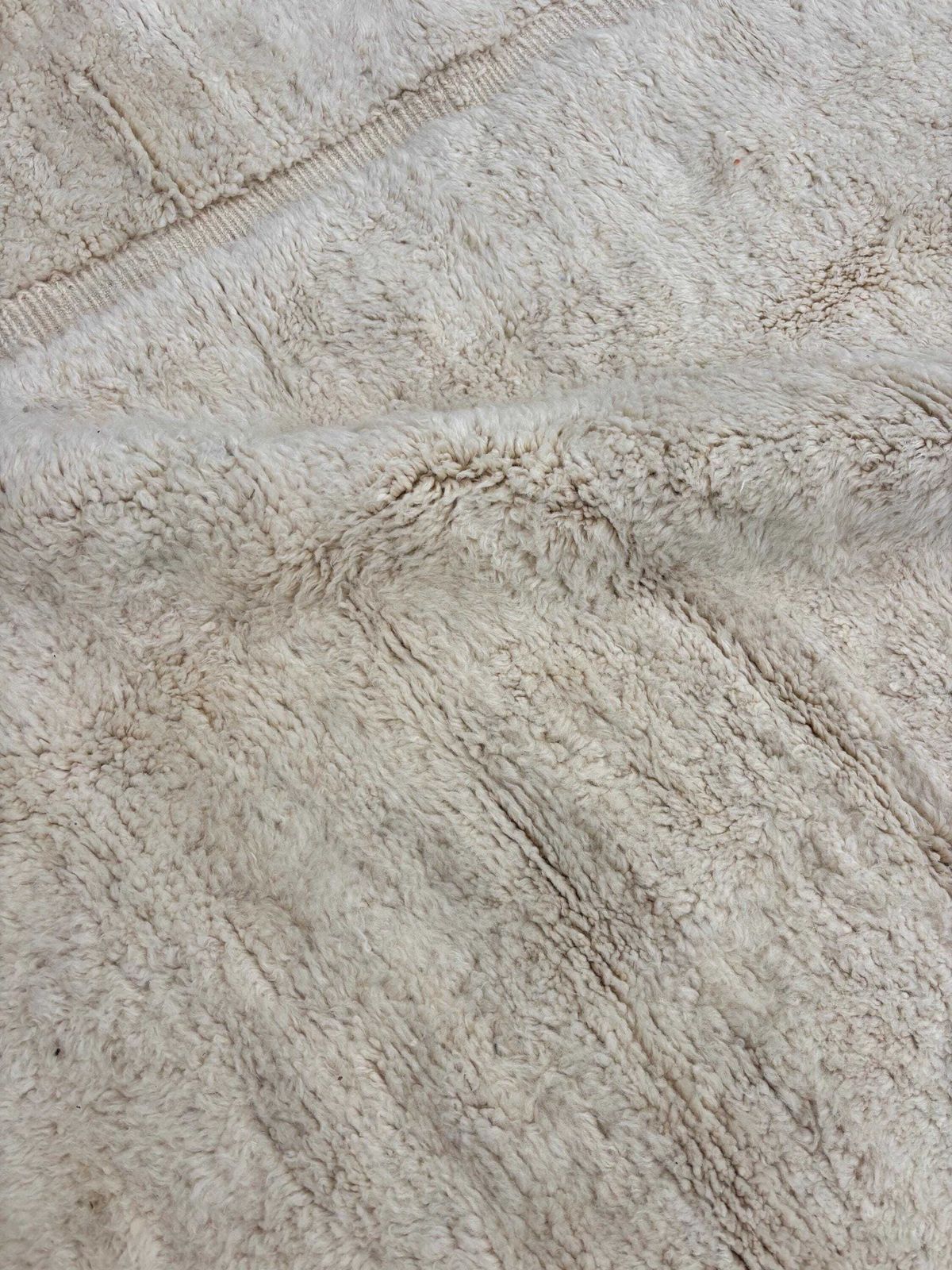 1729.0 Extra Large Moroccan Mrirt Wool Rug 240x350 Cm– White Minimal Geometric Design – Luxury Berber Area Rug – Modern Boho Home Decor photo