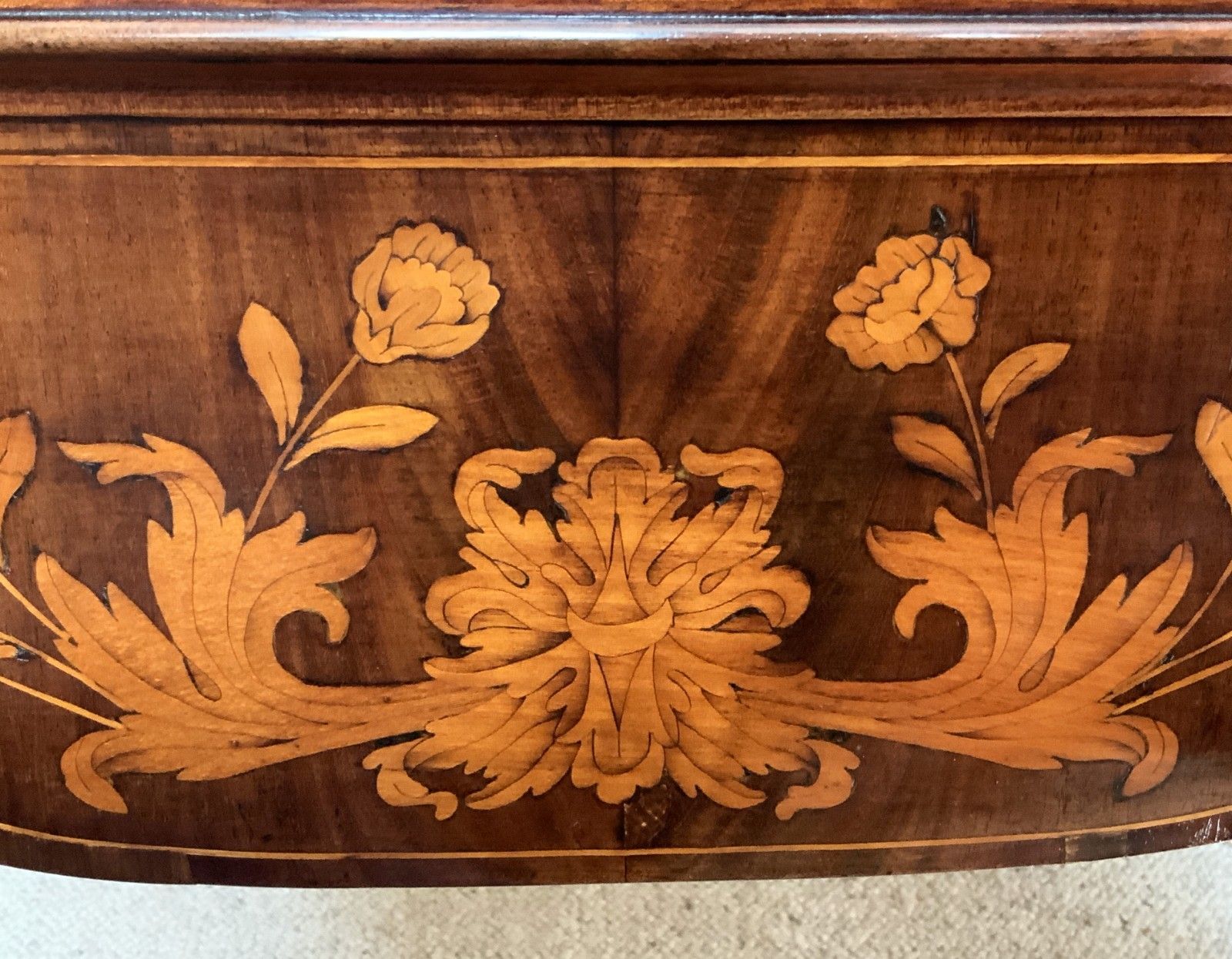 4650.0 18th Century Dutch Marquetry Silver Top Table Flowers & Birds Rococo Queen Anne photo
