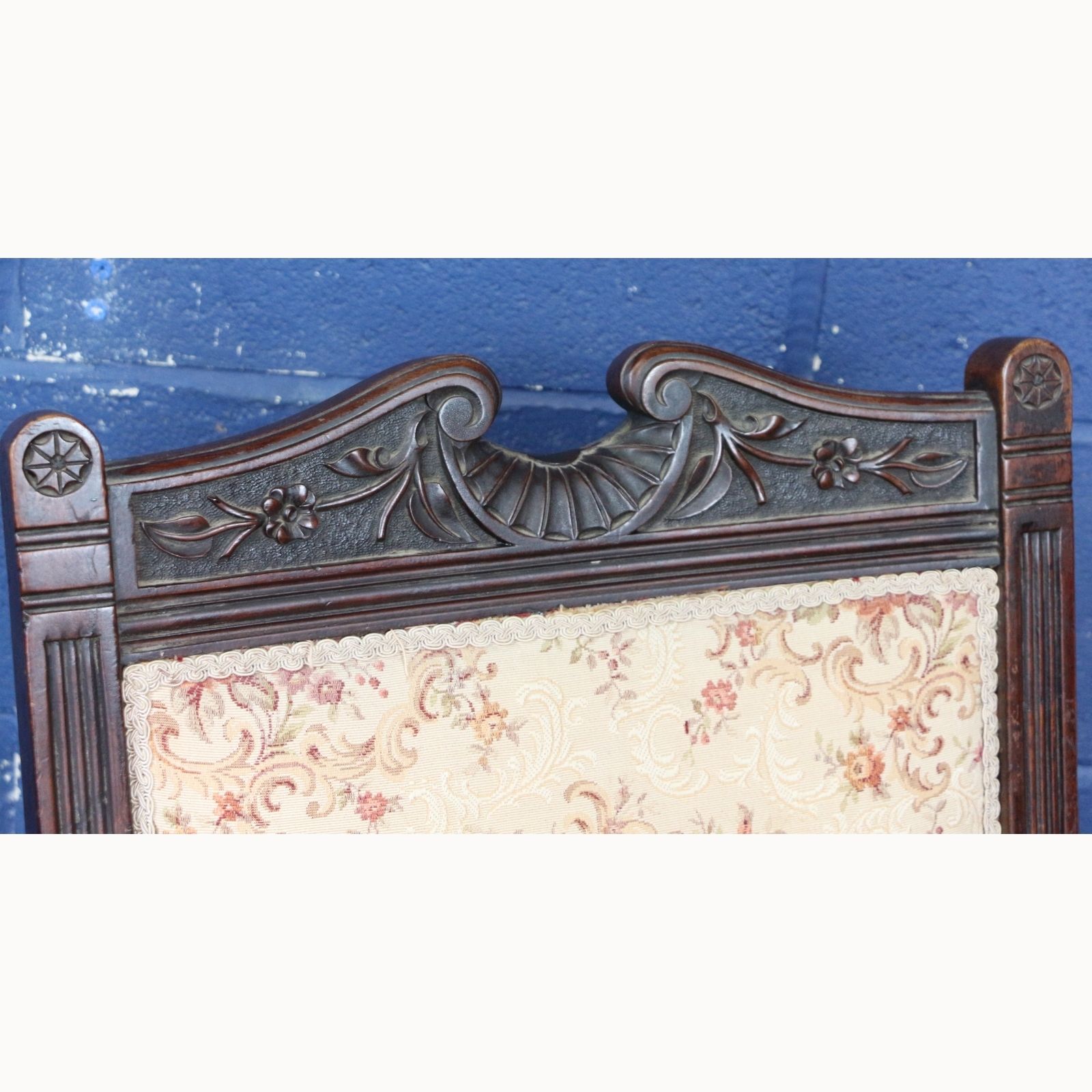 A Victorian Carved Walnut Framed Fireside Chair Raised On Turned Supports photo Furniture