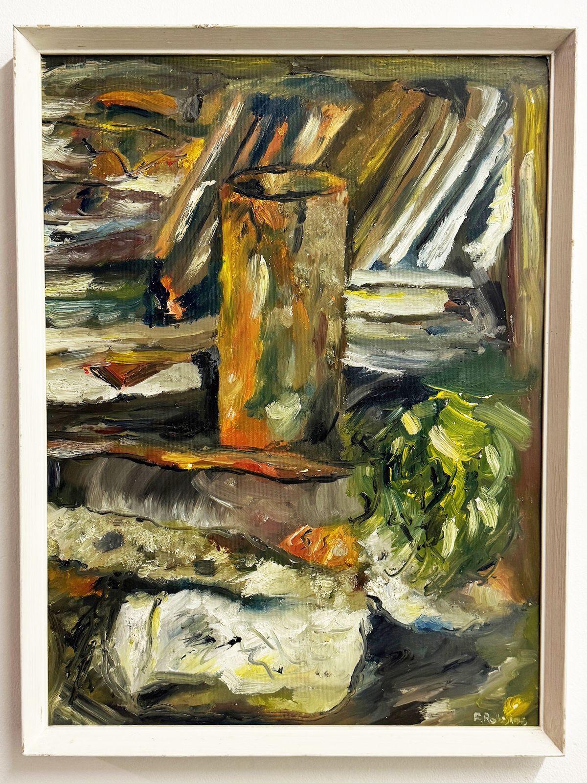 Felix Robbins, Abstract Still Life Oil Painting photo furniture