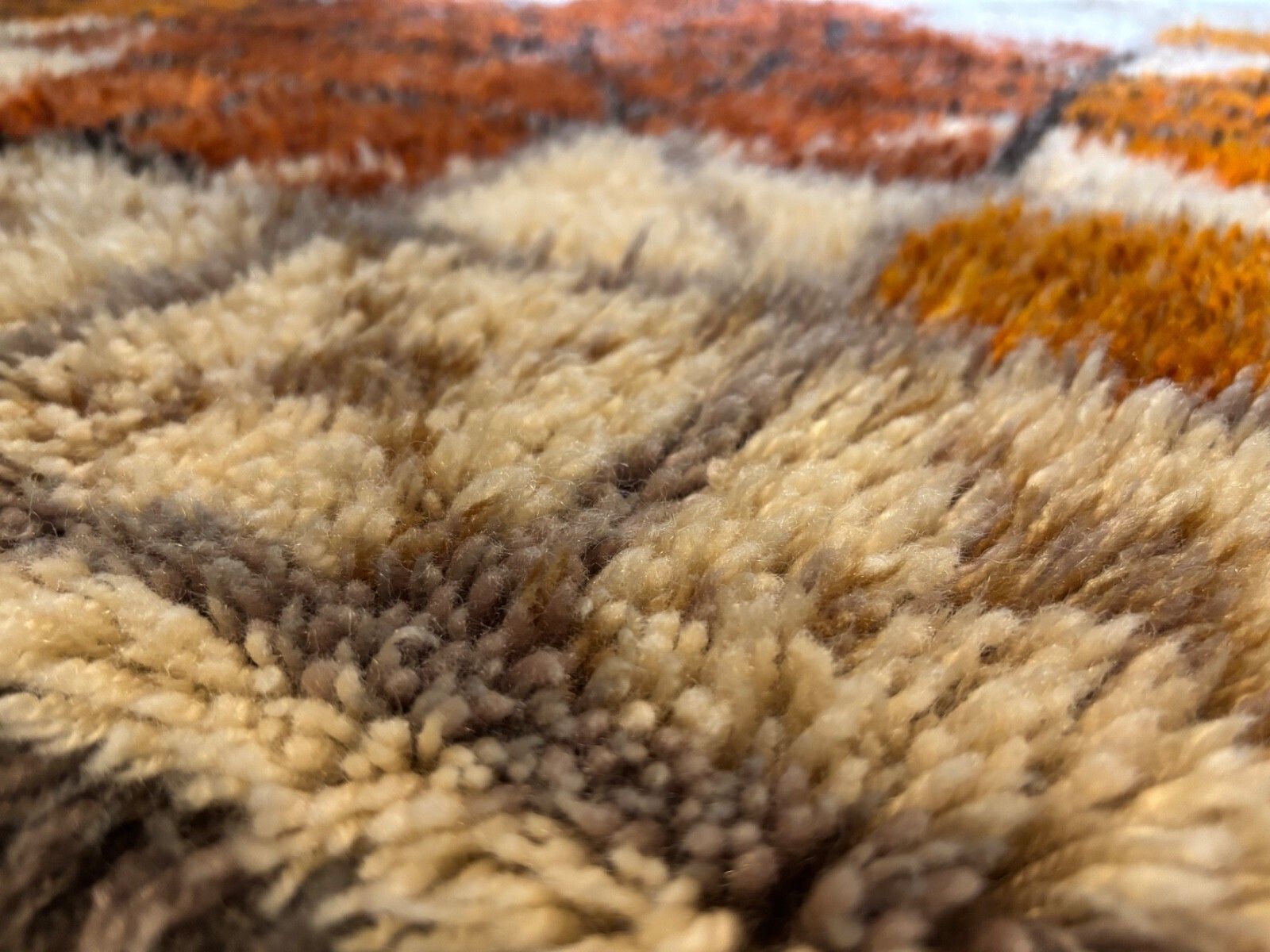 Vintage 1970s Rya Rug   Orange   Brown Tones   Swedish Production photo Textiles