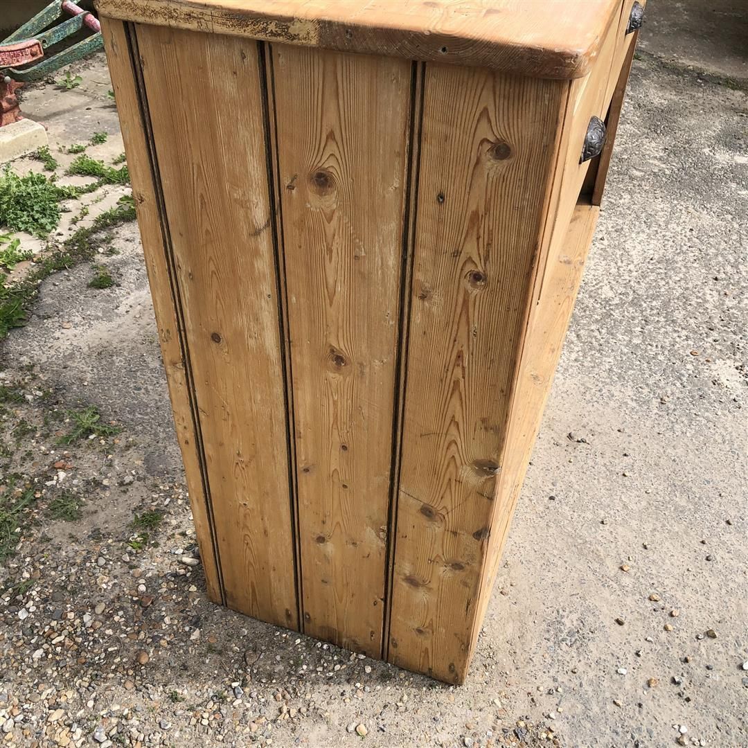 595.0 Antique Pine Pot Board Kitchen Dresser Base With Drawers Above 1900s photo
