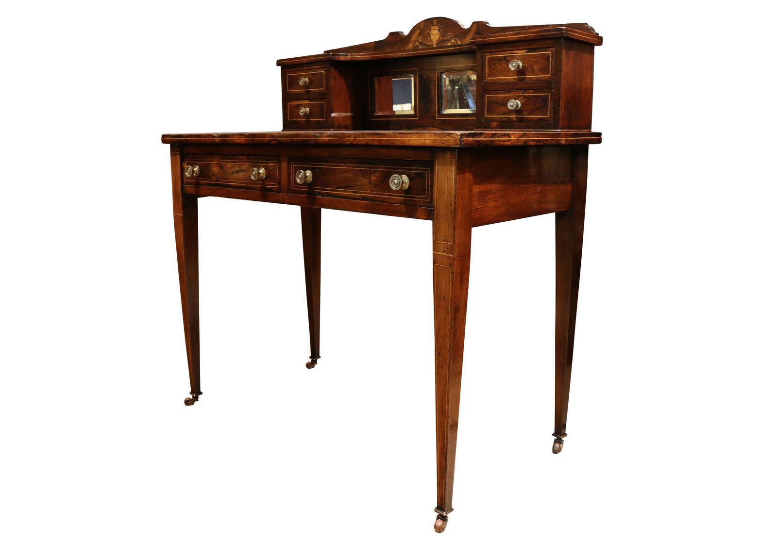 Fine Edwardian Inlaid Rosewood Ladies Writing Desk With Superstructure & Mirrors photo Furniture