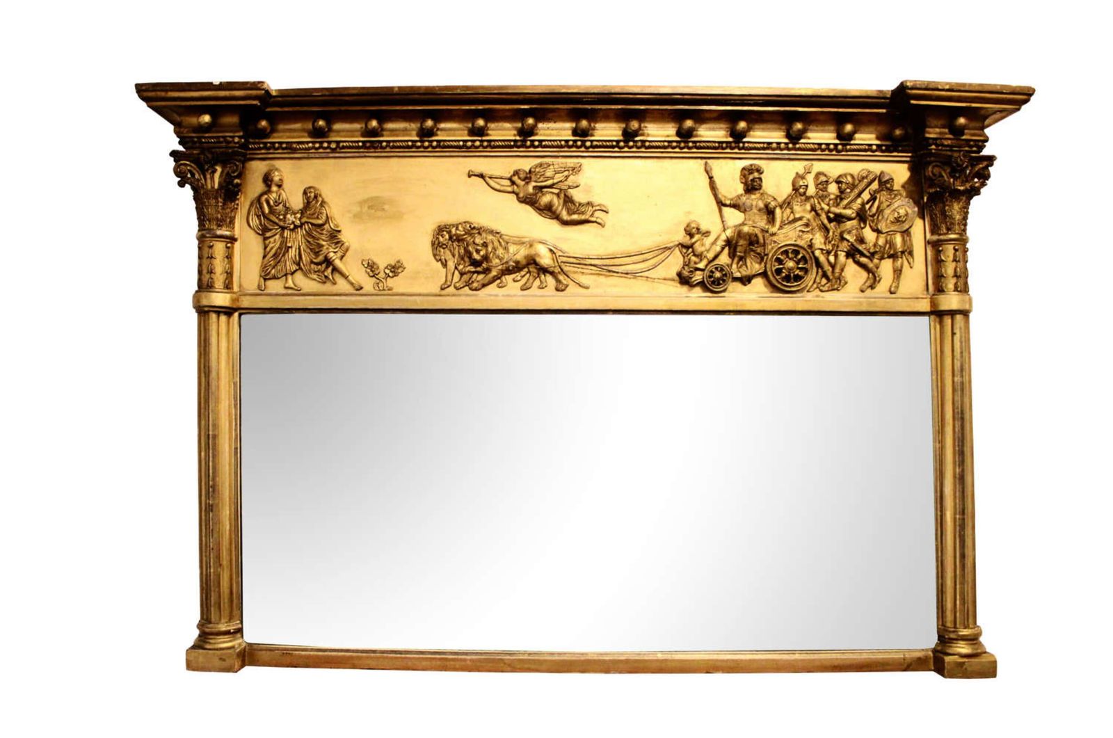 Fine 19th Century Giltwood Overmantel Mirror Depicting “Anania And Her Chariot”