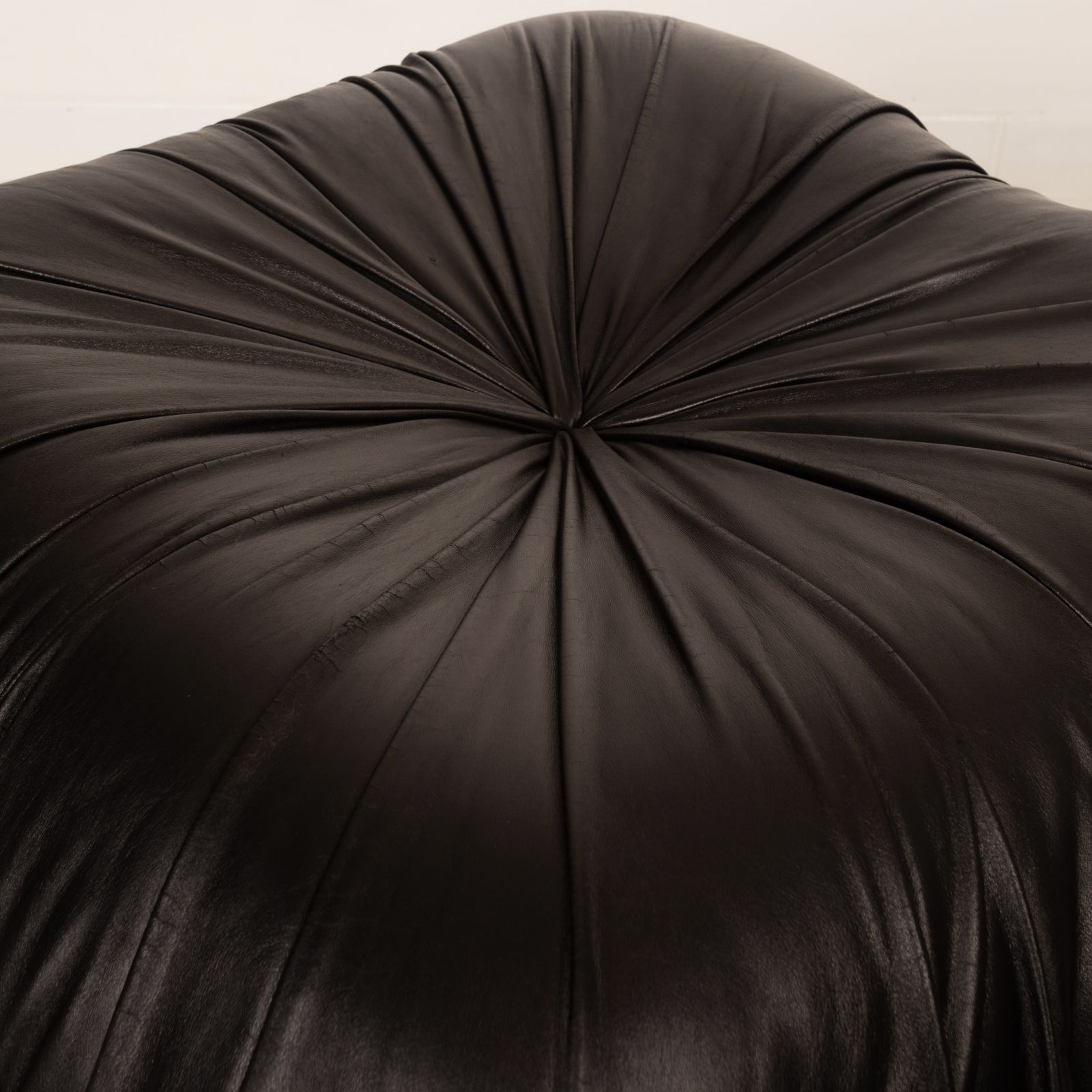 Furniture Dragone Pouf In Leather And Padouk By Luciano Frigerio For Frigerio Di Desio. photo