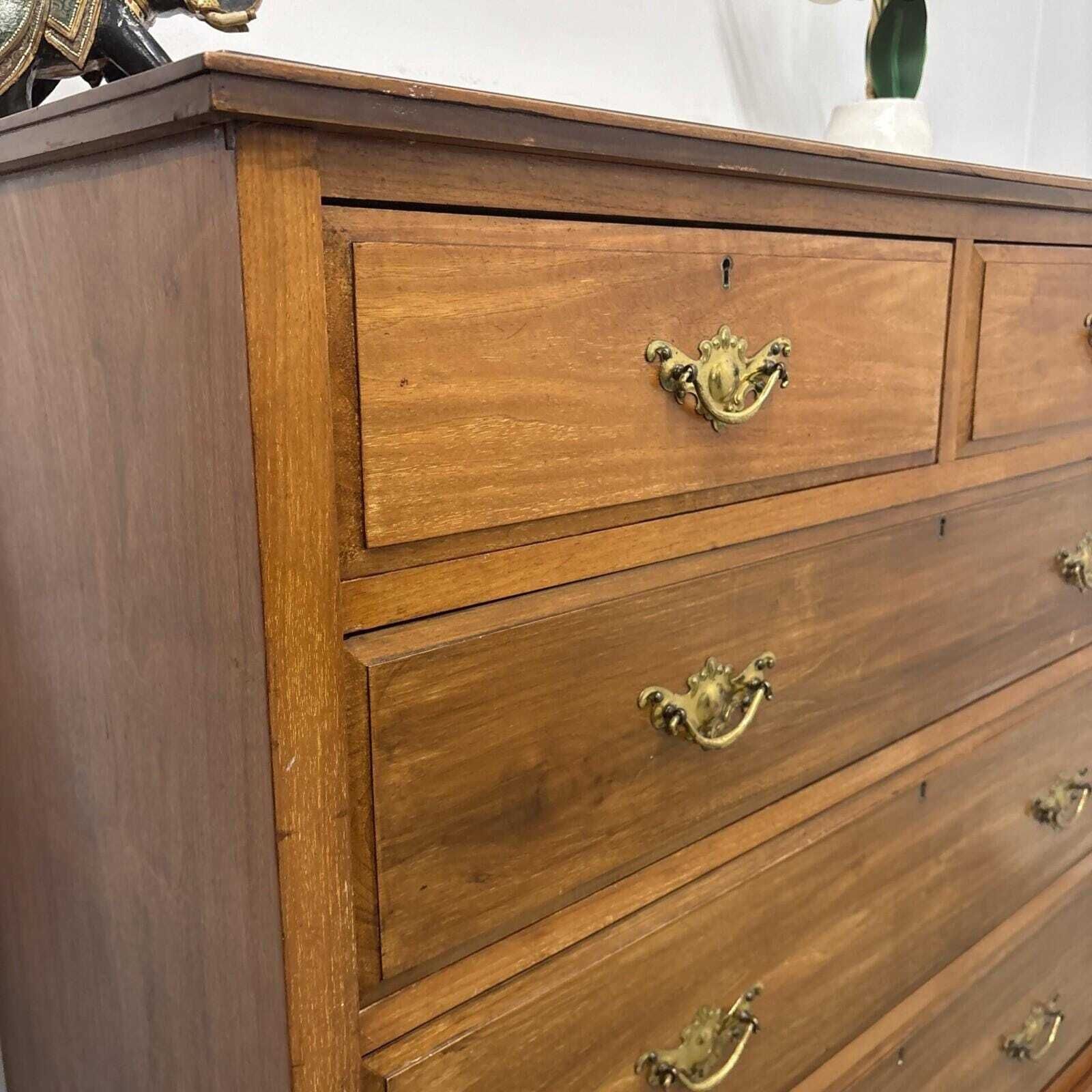 Edwardian Style Satinwood Effect Chest Of Drawers, Vintage 2 Over 3 Drawer Unit photo Furniture