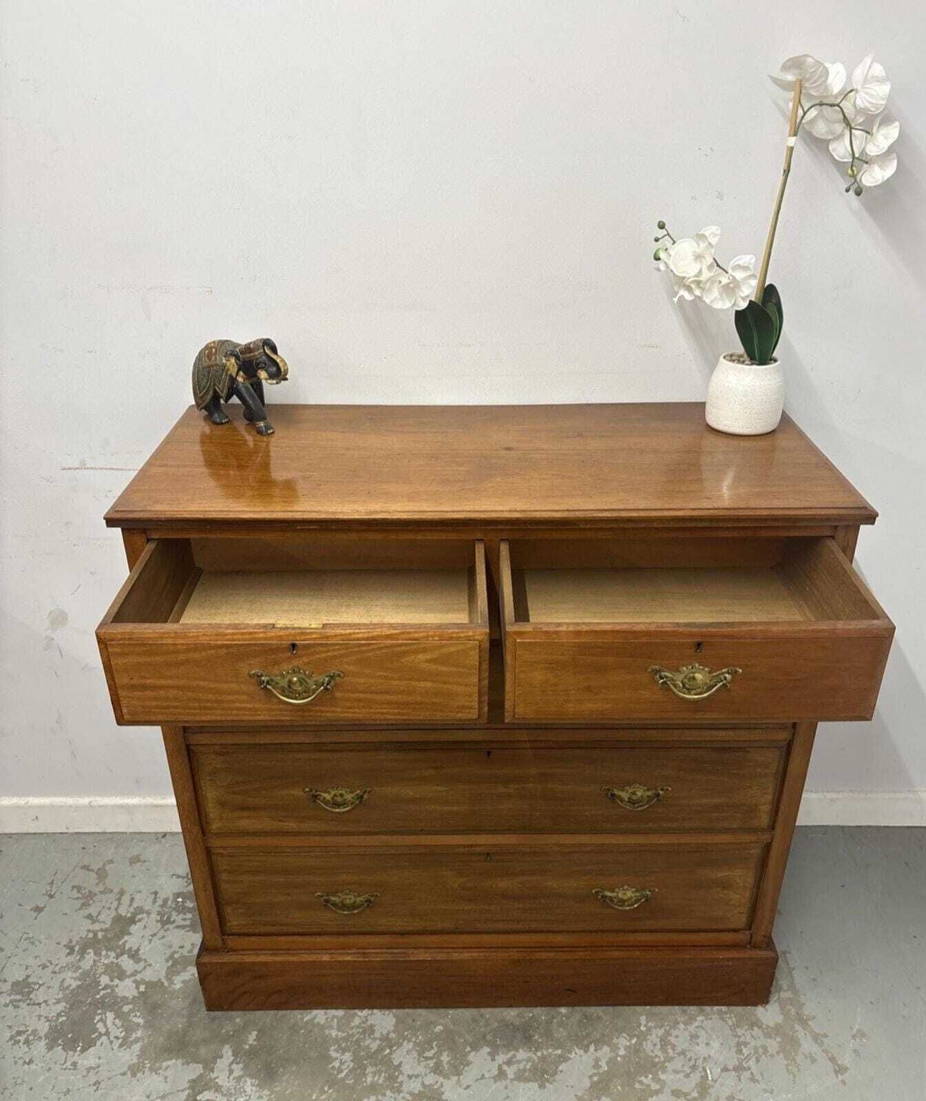photo vinterior Edwardian Style Satinwood Effect Chest Of Drawers, Vintage 2 Over 3 Drawer Unit