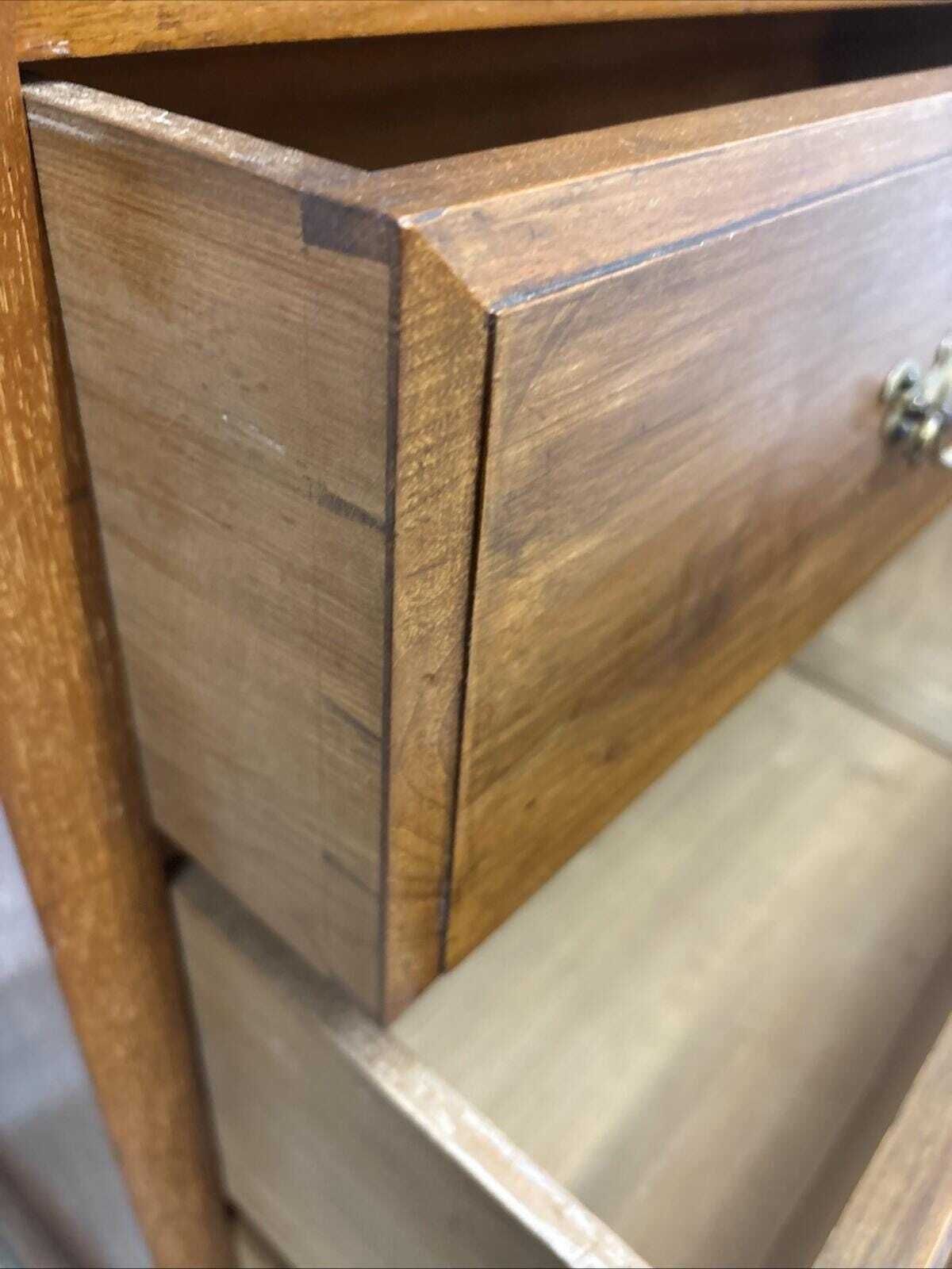 photo vintage Edwardian Style Satinwood Effect Chest Of Drawers, Vintage 2 Over 3 Drawer Unit