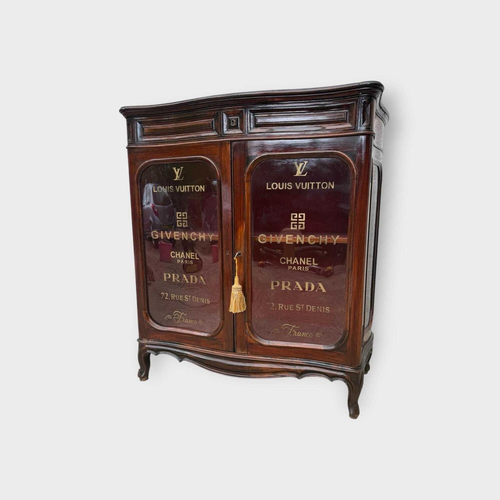Stunning Antique 2 Door Rosewood 2 Door Glazed Bookcase With Later Lettering