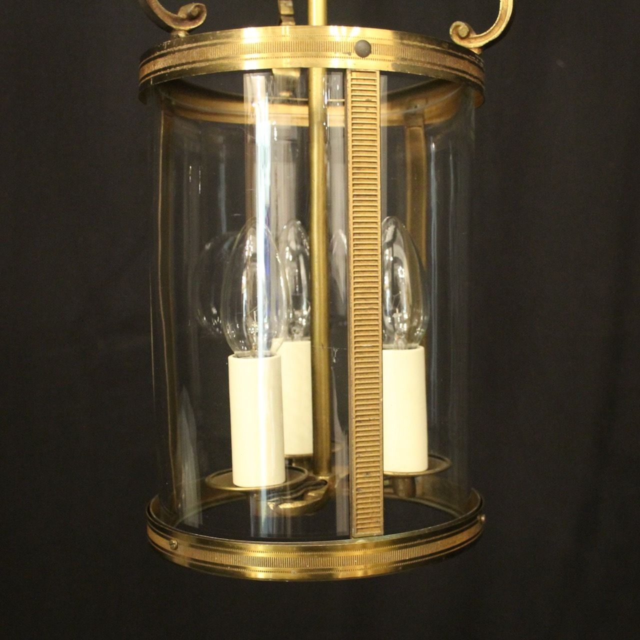 French Gilded Convex Hall Antique Lantern photo vinterior