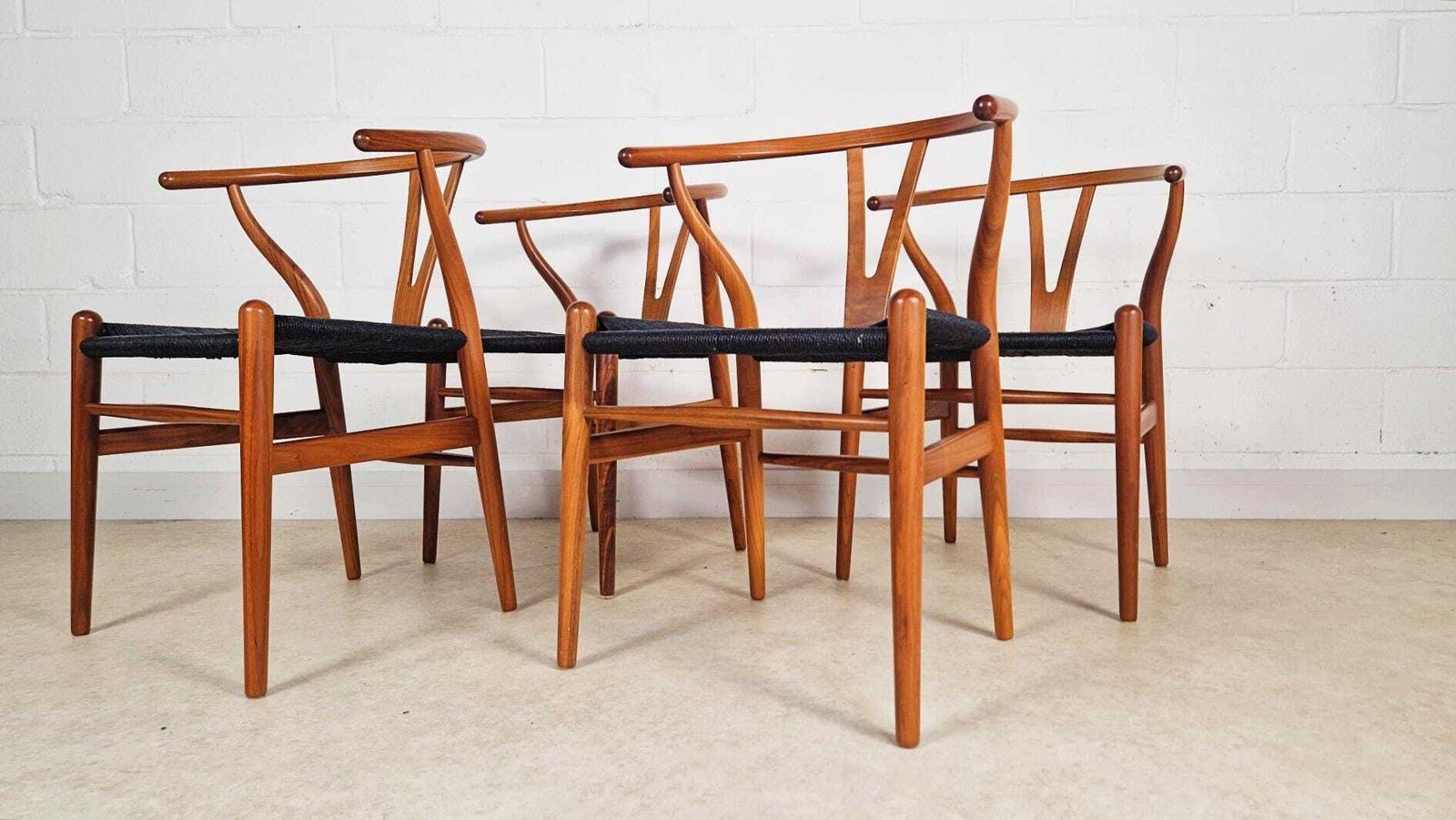 Set Of 4 Hans Wegner For Carl Hansen & Søn Model Ch 24 Wishbone Danish Dining Chairs Pg112 photo furniture