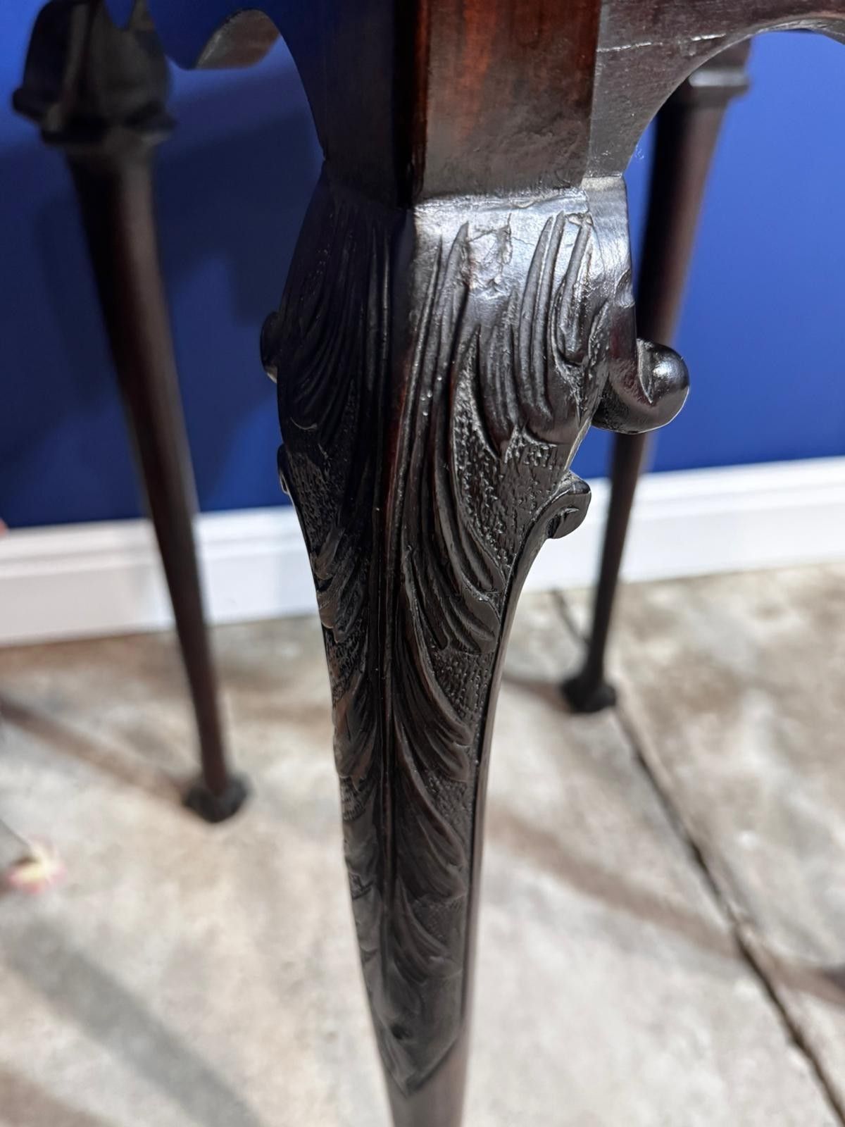 photo for sale Antique Edwardian Mahogany Two Tier Side Table End Wine Plant Stand Carved