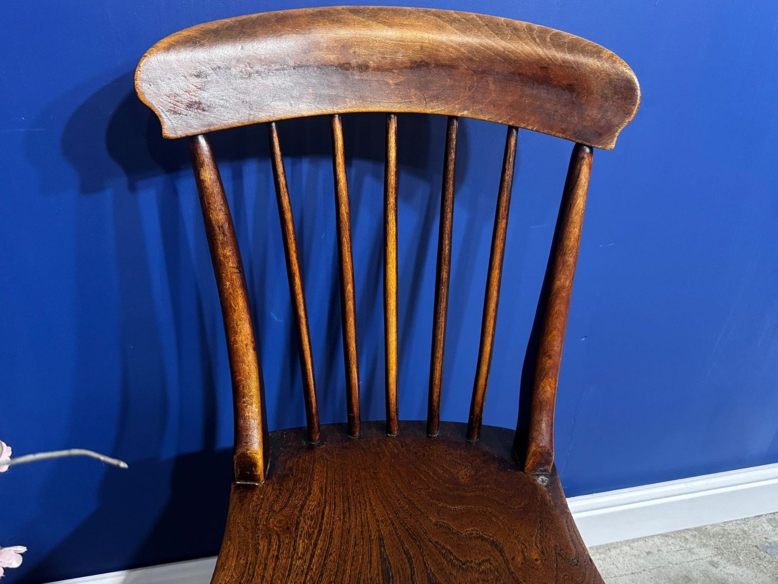 Antique Elm Chair Farmhouse Rustic Kitchen Dining Chair Victorian Bedroom photo 85.0