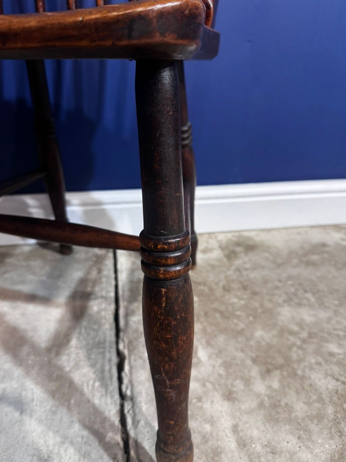 photo for sale Antique Elm Chair Farmhouse Rustic Kitchen Dining Chair Victorian Bedroom
