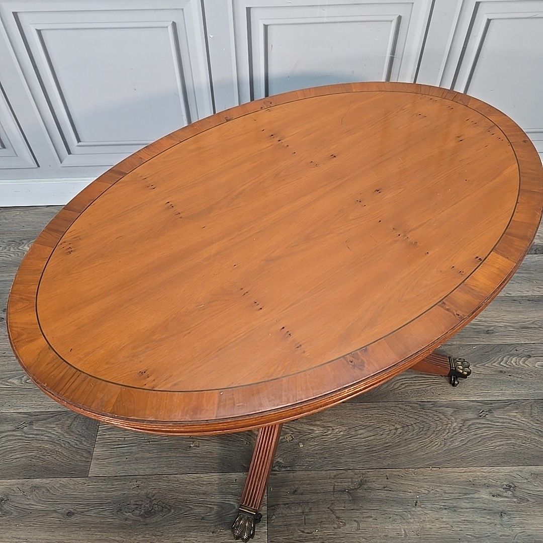 Vintage Oval Coffee Table Inlaid Top Mahogany Veneer Centre Side Antique Style photo Furniture