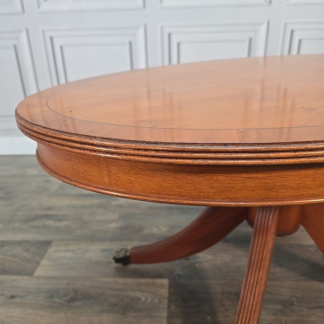 photo vinterior Vintage Oval Coffee Table Inlaid Top Mahogany Veneer Centre Side Antique Style