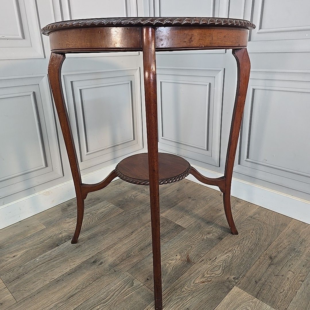 Antique Occasional Table Mahogany Round Window Side Rope Edge Tier Wooden photo Furniture