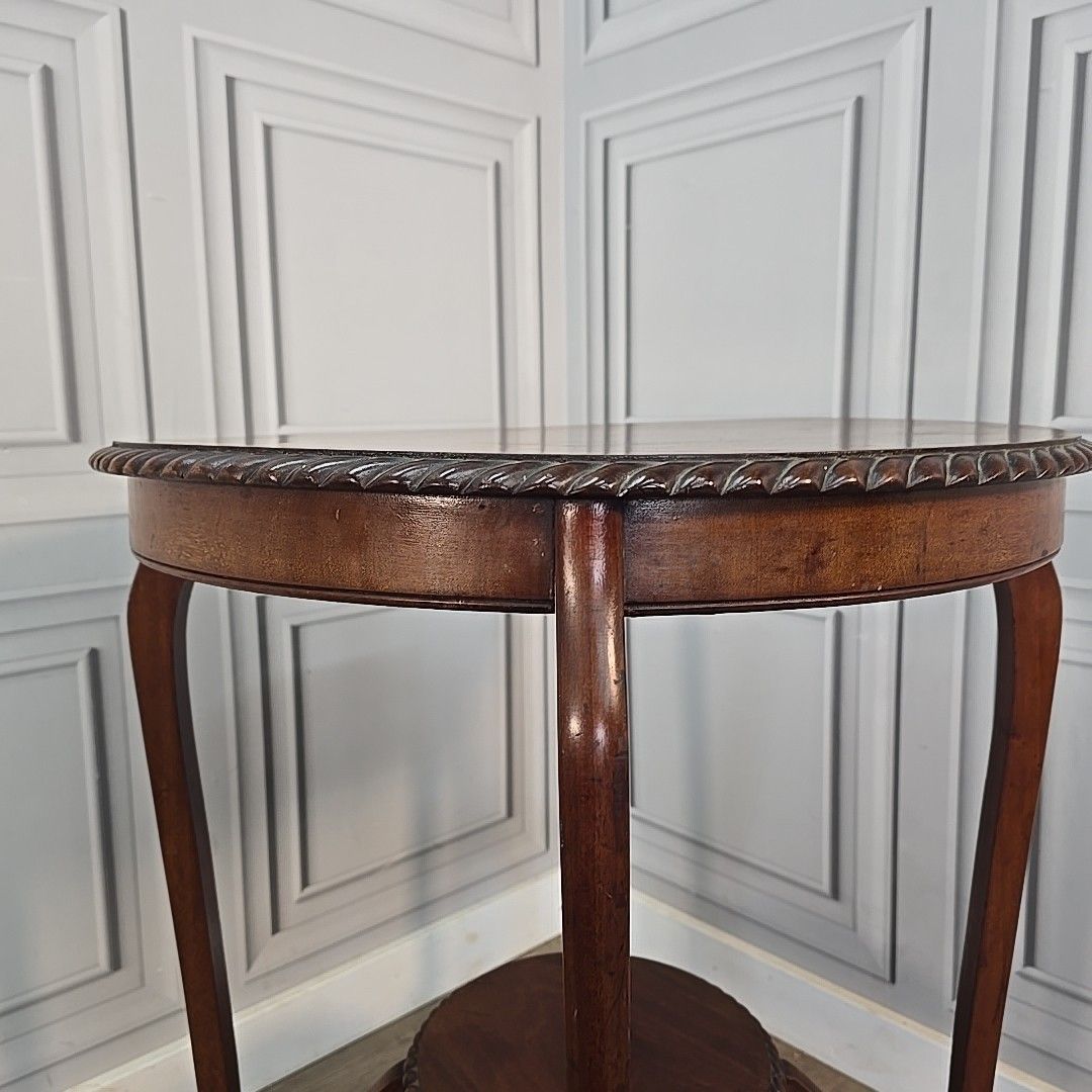 Antique Occasional Table Mahogany Round Window Side Rope Edge Tier Wooden photo 140.0