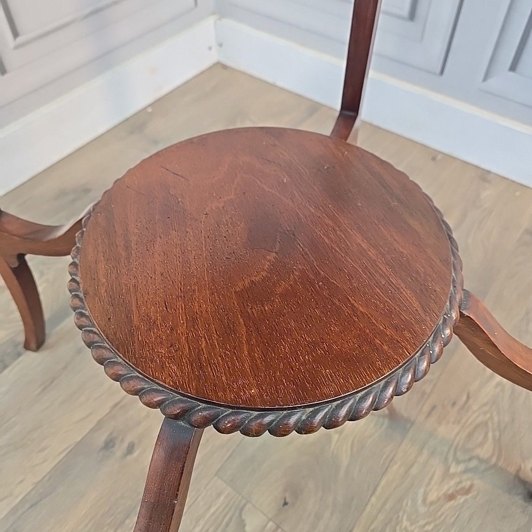 Antique Occasional Table Mahogany Round Window Side Rope Edge Tier Wooden photo buy