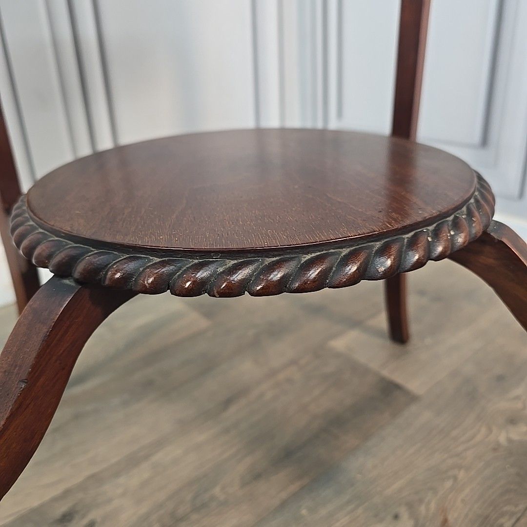 Antique Occasional Table Mahogany Round Window Side Rope Edge Tier Wooden photo vintage