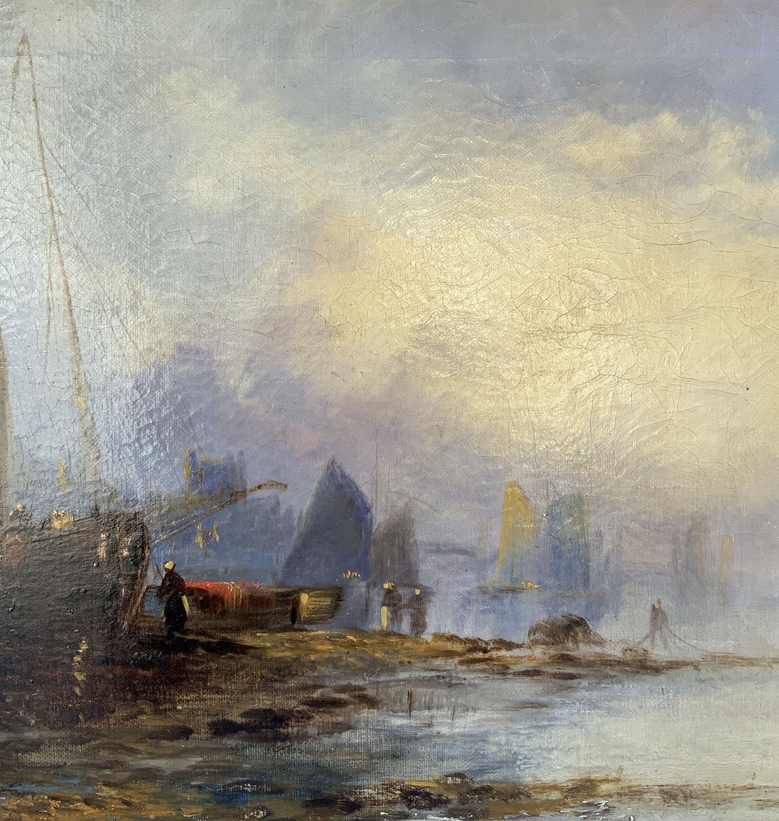Maritime Seascape Oil Painting Sunset Harbour By John D. Taylor (Act.1876 1890) photo 339.0