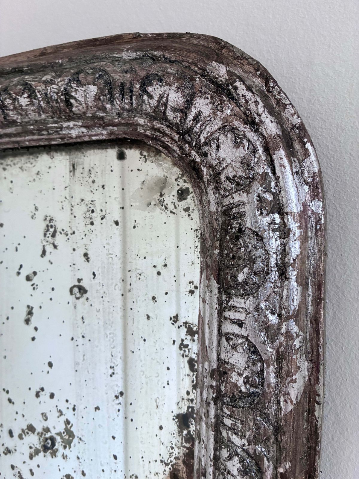 Antique French Louis Philippe Silvered Giltwood Mirror – Late 19th Century photo for sale
