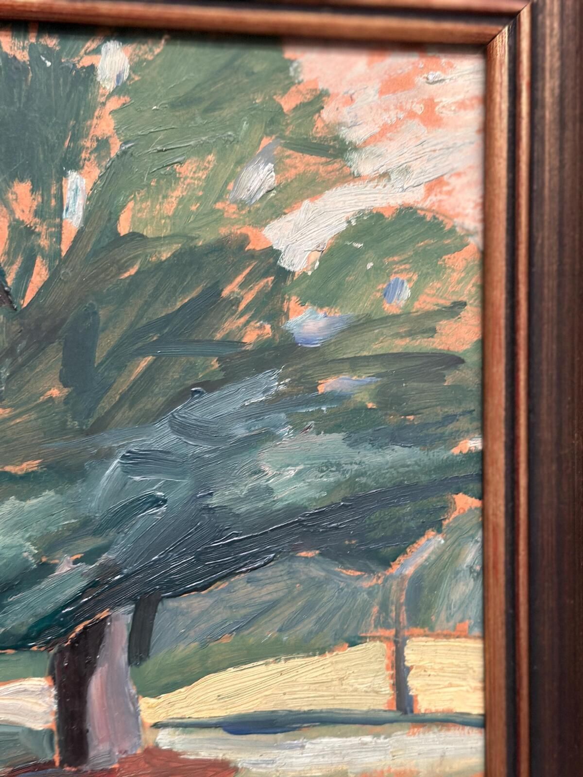 photo furniture Original Mid Century Swedish Oil On Panel – “Majestic Tree” By Erling Lundquist – Vintage & Framed 44 × 34 Cm (17.3" × 13.4")