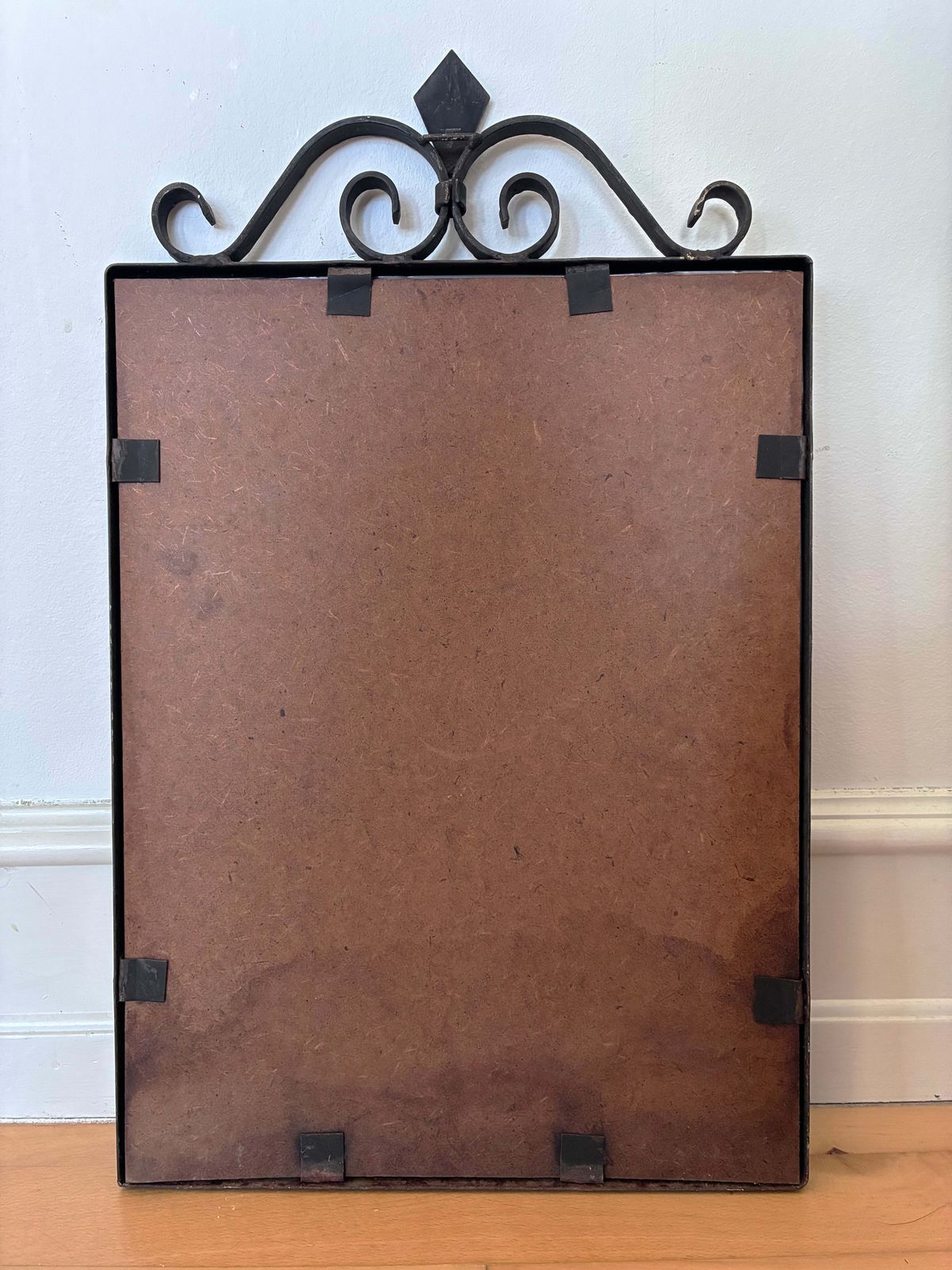 photo furniture Art Deco Black Wrought Iron Wall Mirror, Belgium,1930s