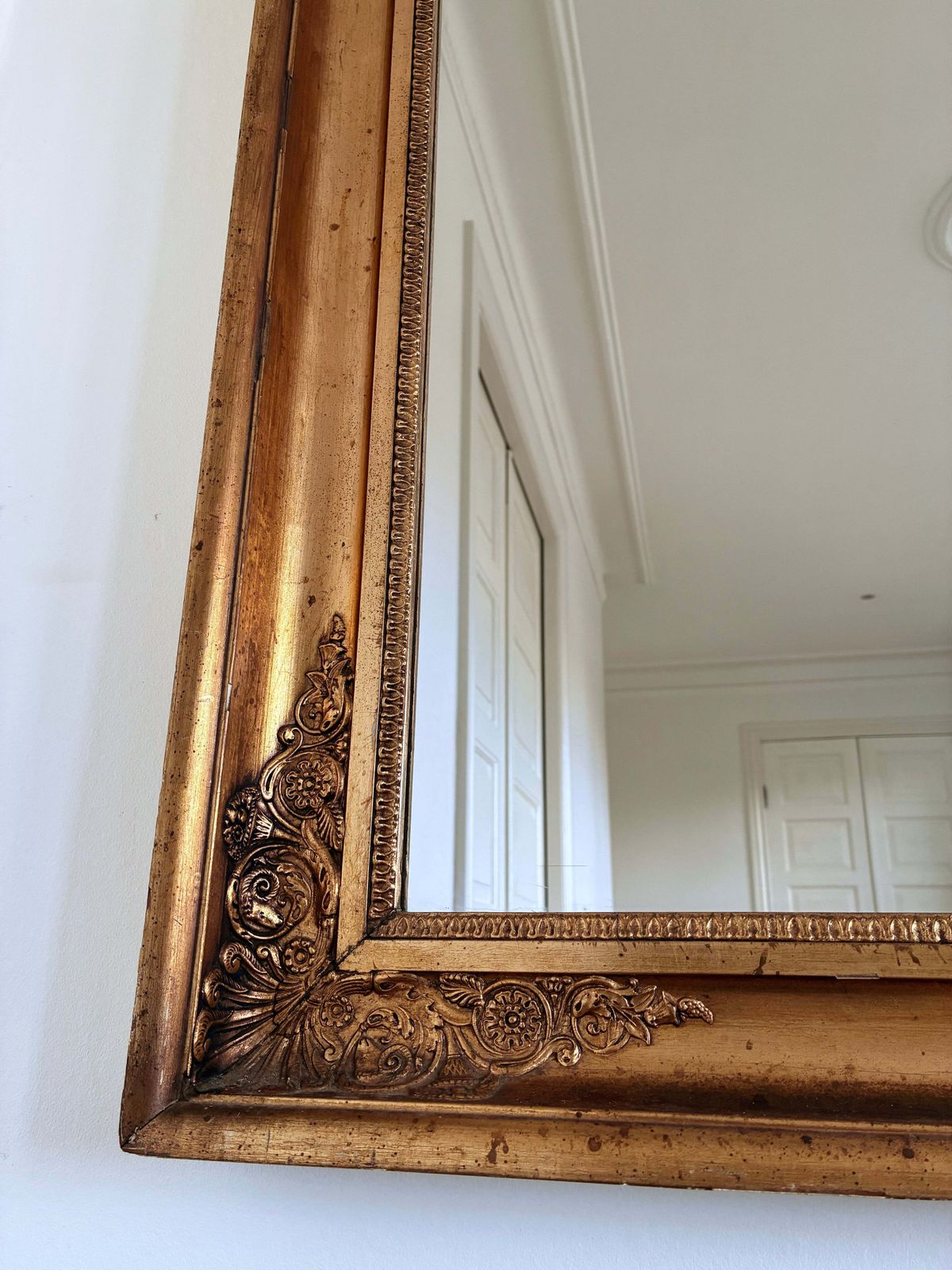 Large Antique Napoleon III Giltwood French Wall Mirror, 19th Century photo vinterior