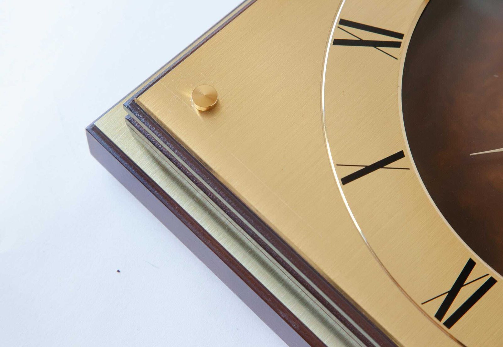 photo furniture Elegant Junghans Wall Clock Brass Mid Century Modernism Space Age Germany Mcm Atomic Wood Gold