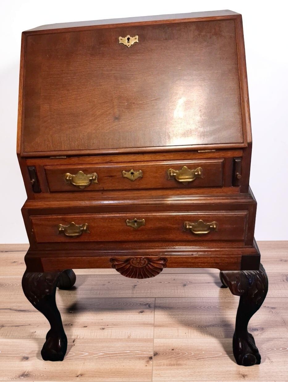 Vintage Secretary Slant Front Desk Writing Table Bureau 20th Century