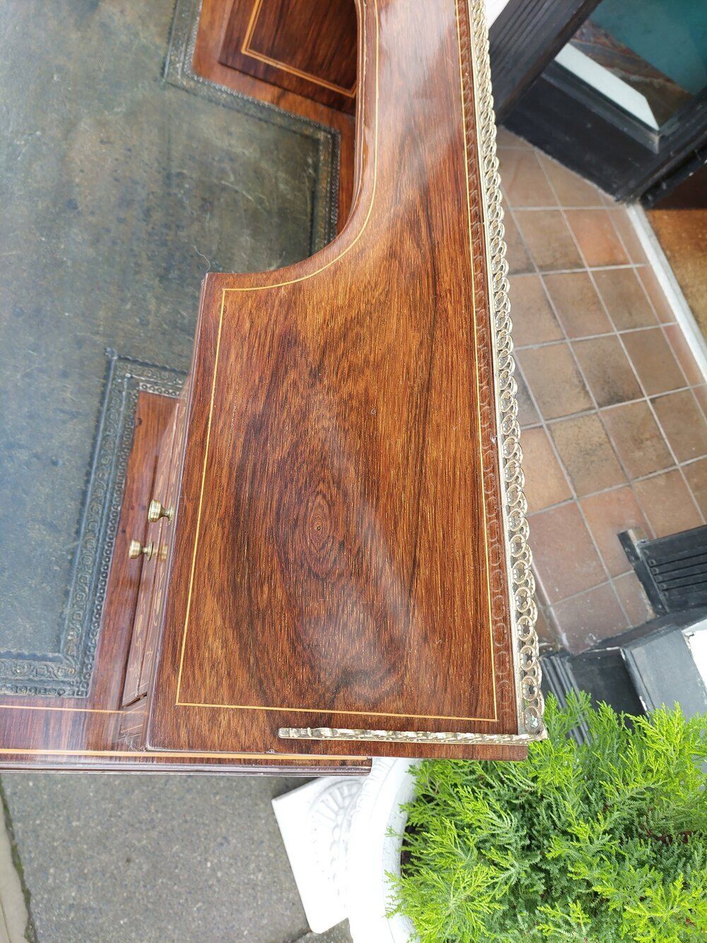 Late Victorian Inlaid Mahogany Writing Desk By Map photo furniture