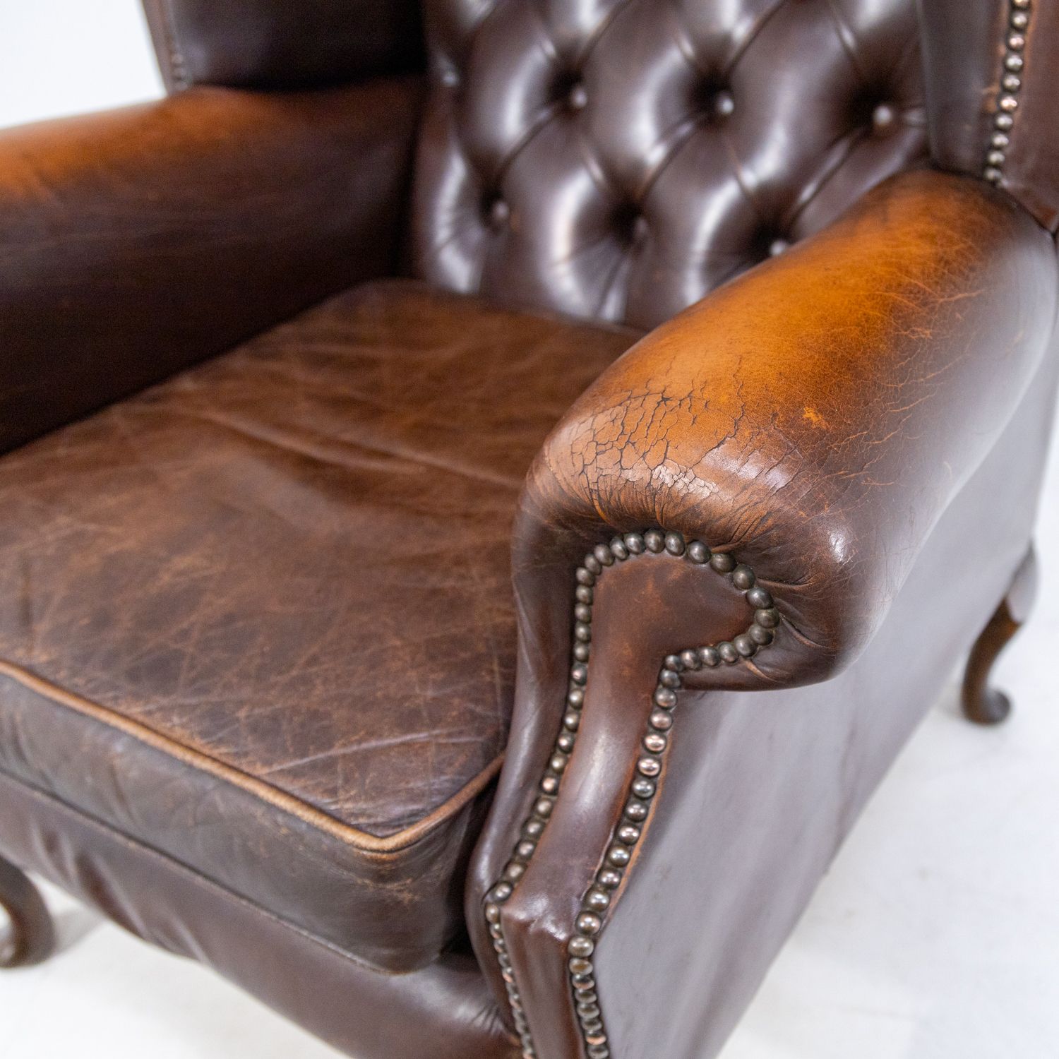 Brown Leather Queen Anne Chair Rwi 9957 photo furniture