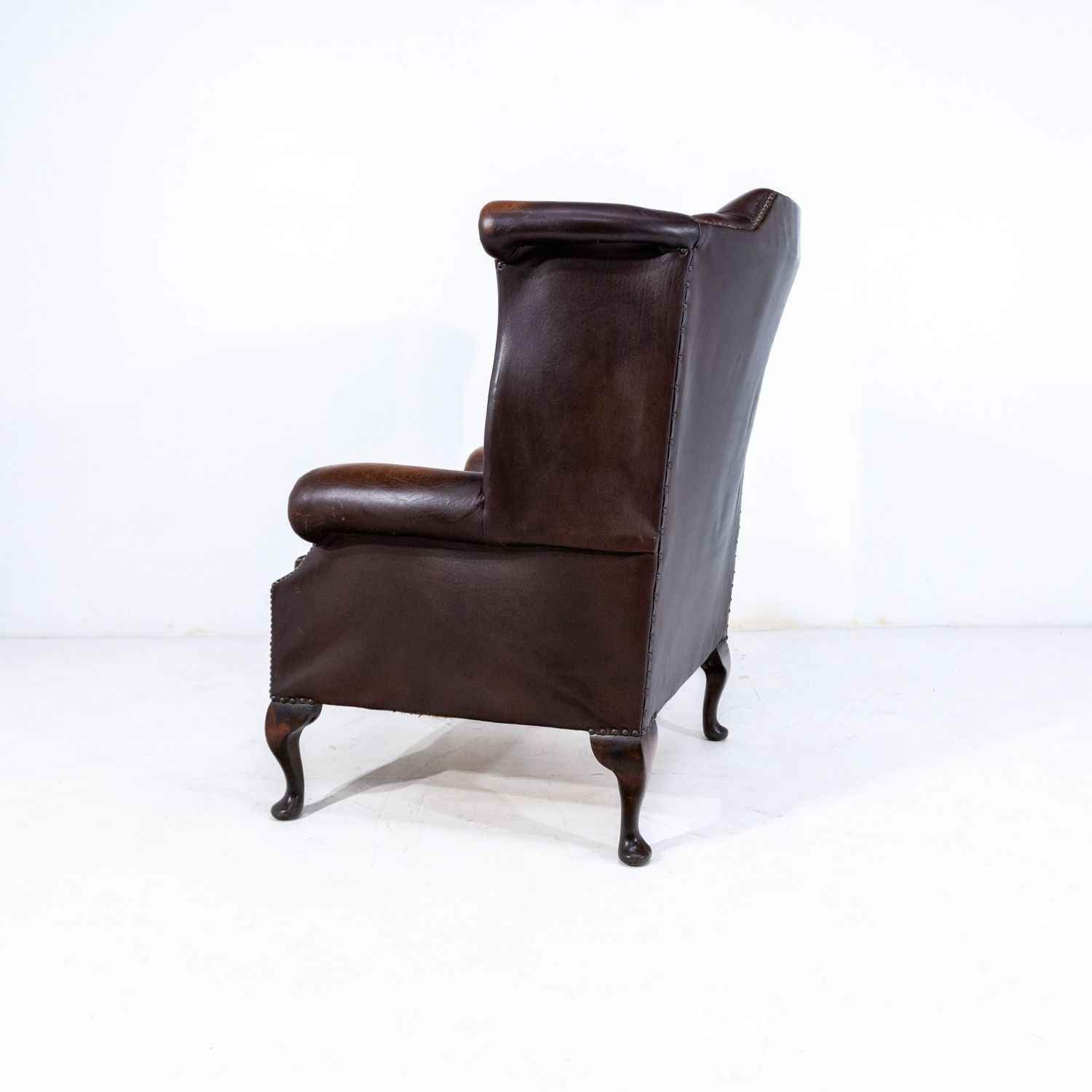 Brown Leather Queen Anne Chair Rwi 9957 photo for sale