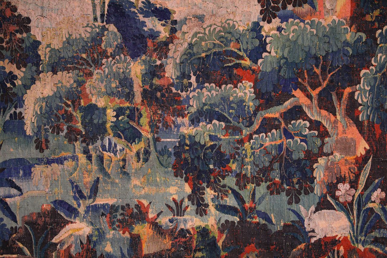 Flemish Verdure Tapestry In Wool And Silk. Late 17th Century. photo furniture