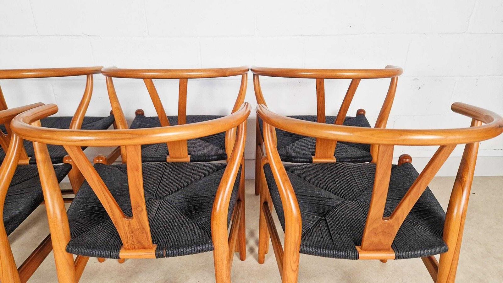 Set Of 6 Hans Wegner For Carl Hansen & Søn Model Ch 24 Wishbone Danish Dining Chairs Pg112 photo for sale