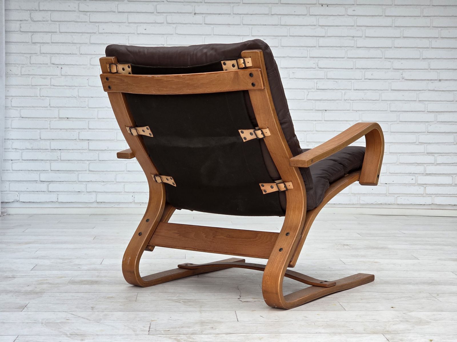 1250.0 Jaren 1970, Deense Fauteuil Van Komfort, Meubeleer, Canvas, Gebogen Hout. photo