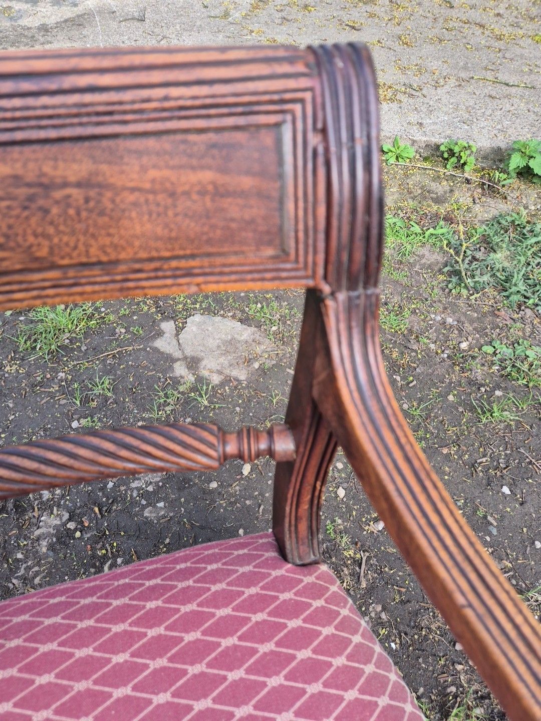 photo furniture Oak Elbow Chair With Rope Twist Back, Regency, Open Arm Chair