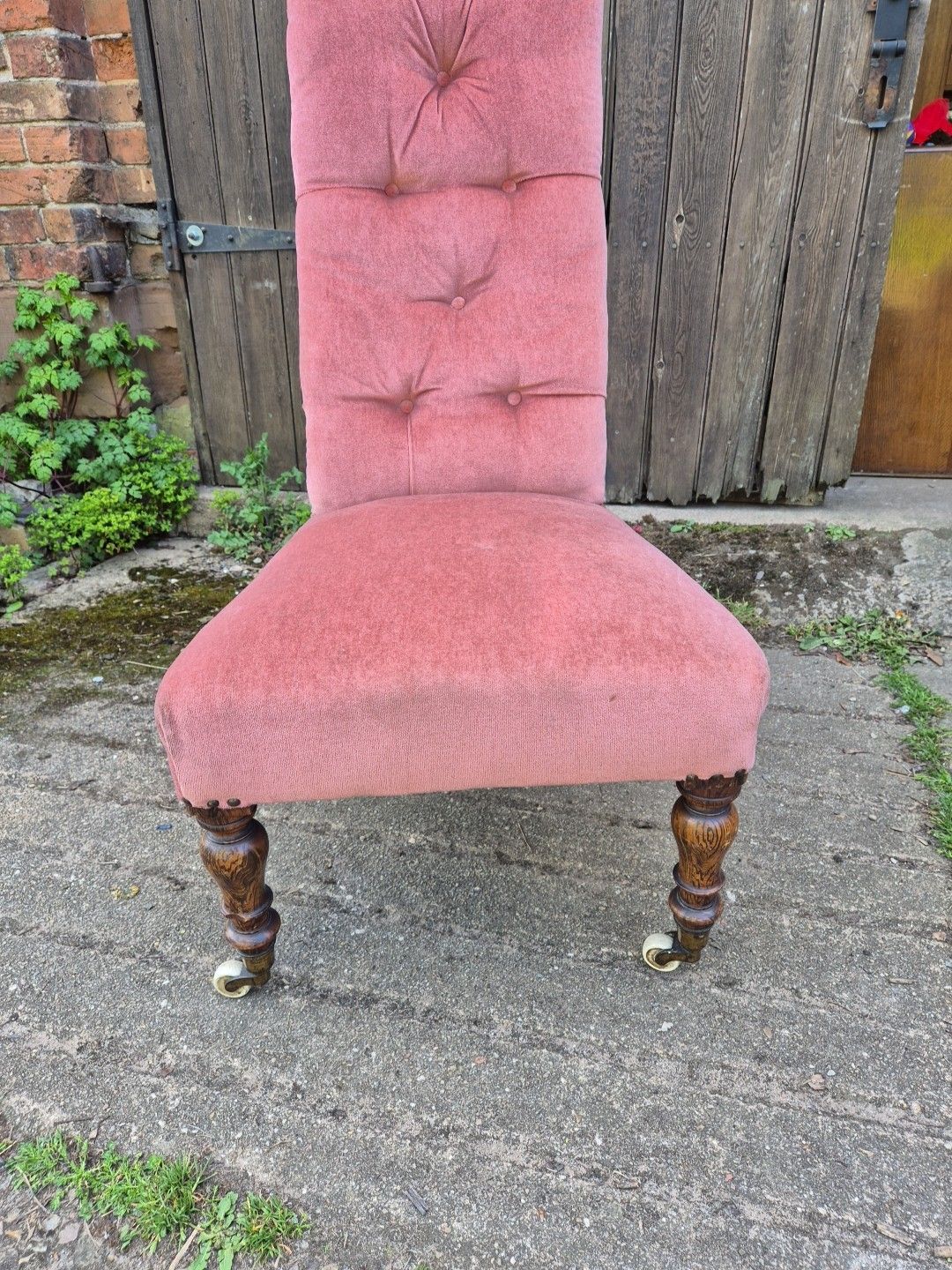 Pink Velvet 19th Century Prayer, Nursing, Bedroom Chair photo furniture