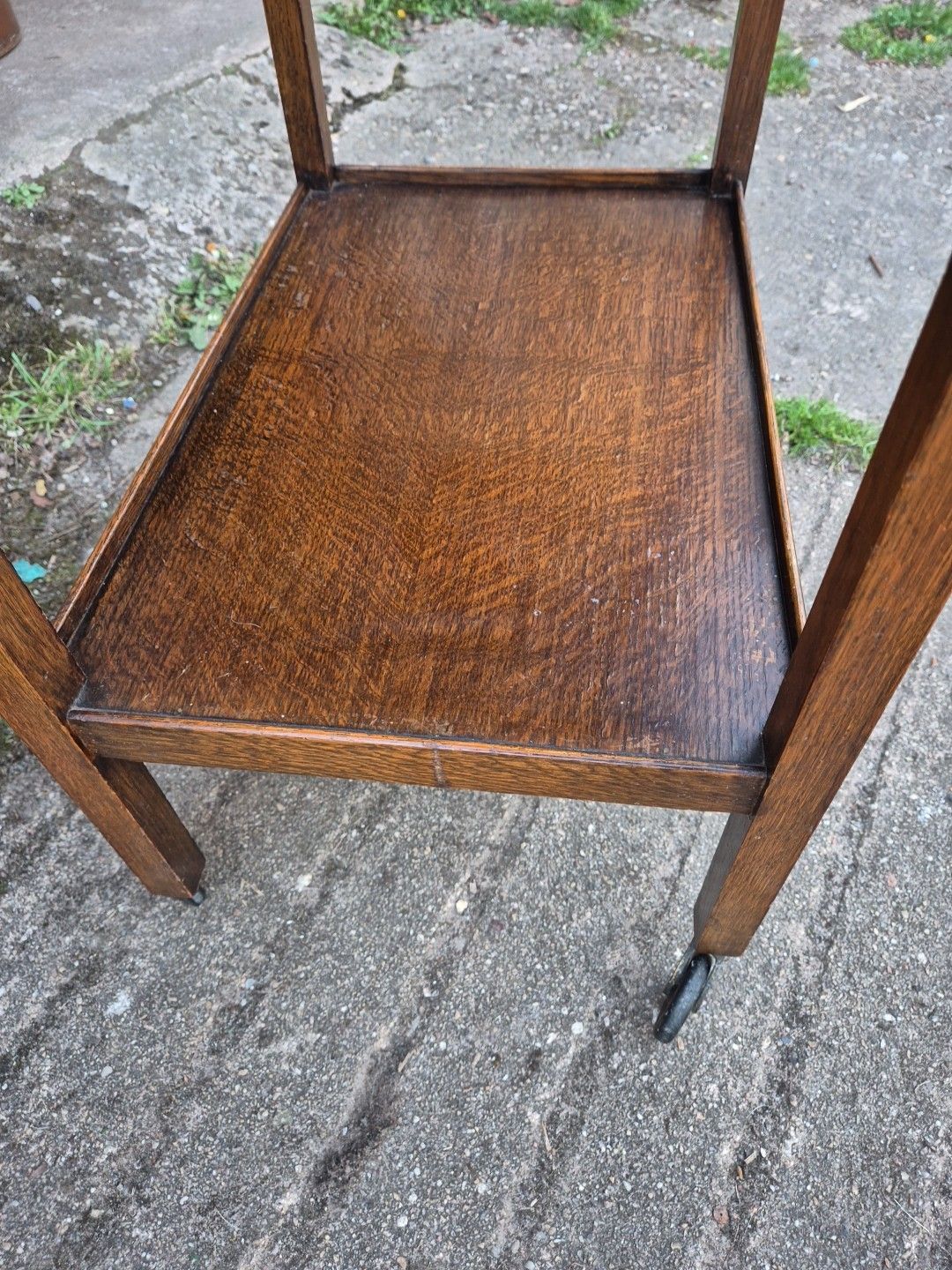 Furniture 1930s Oak Light Weight Drinks/Tea Trolley,2 Tiers With Drawer & Original Castors photo