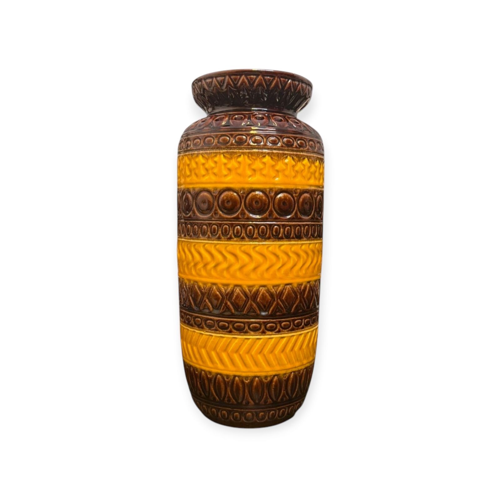 West German Pottery Vase, Bay Keramik, Model 9245, Amber & Brown, C.1960s photo for sale
