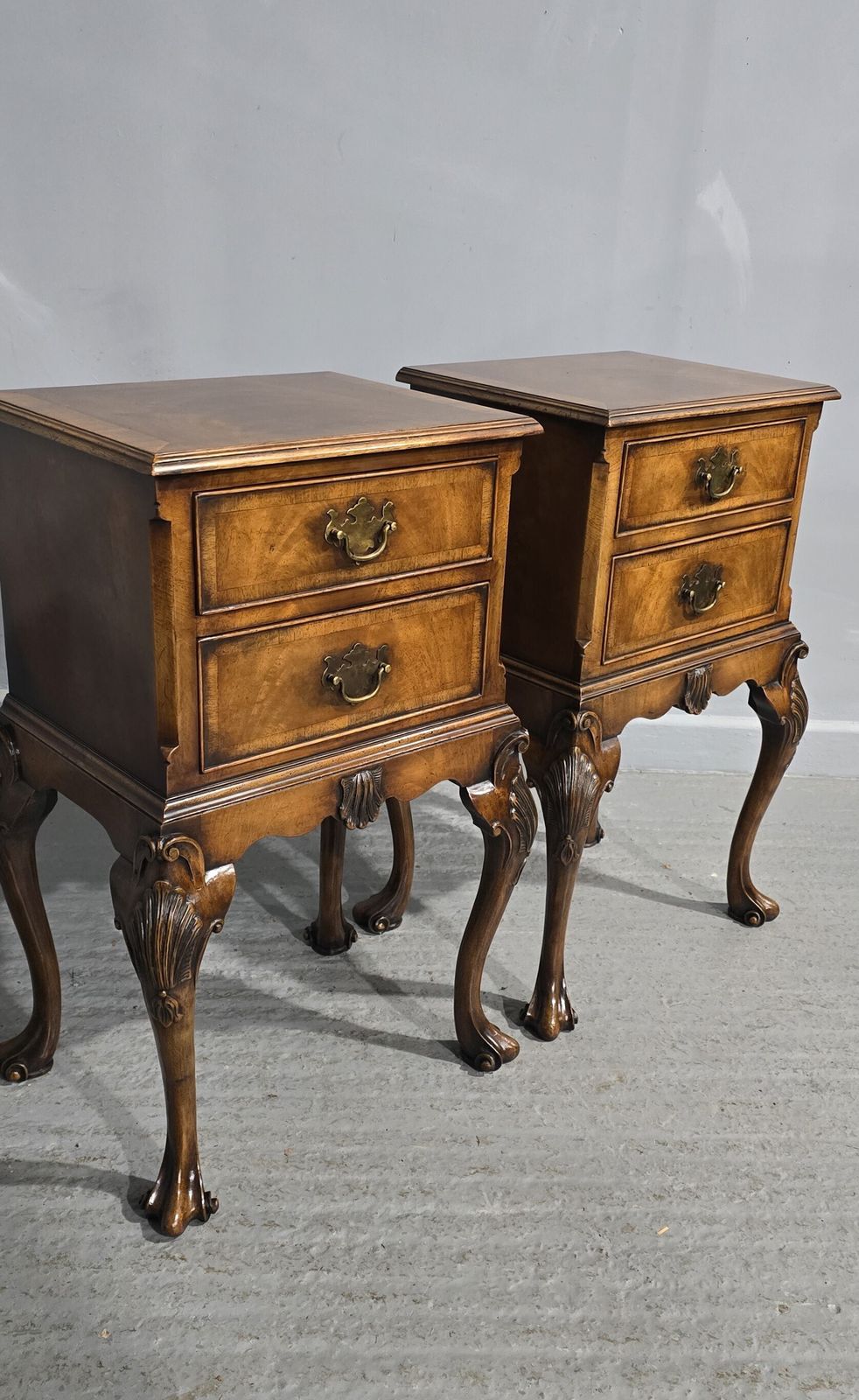photo for sale Top Quality Queen Anne Walnut Bedside Chest Of Drawers