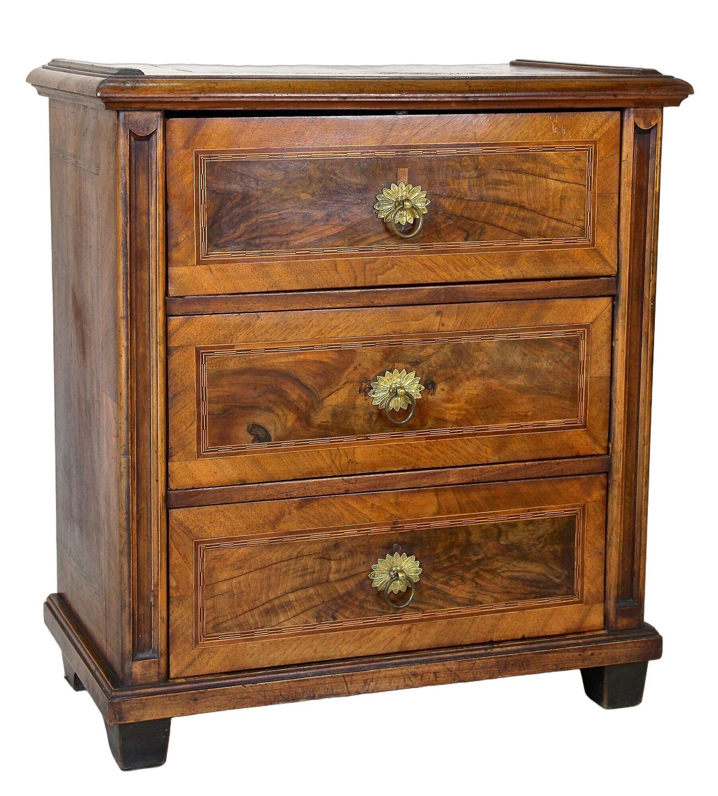 19th Century Biedermeier Chest Of Drawers With Micro Inlays, Walnut, At Ca. 1850