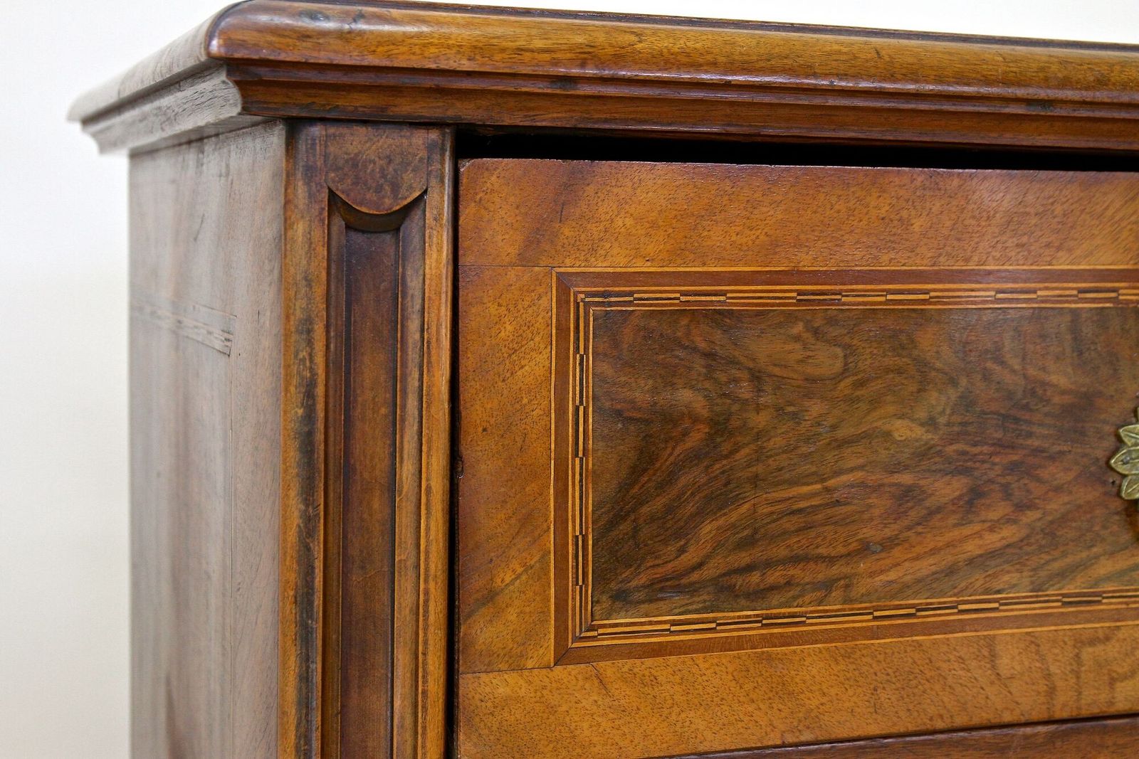 19th Century Biedermeier Chest Of Drawers With Micro Inlays, Walnut, At Ca. 1850 photo vinterior