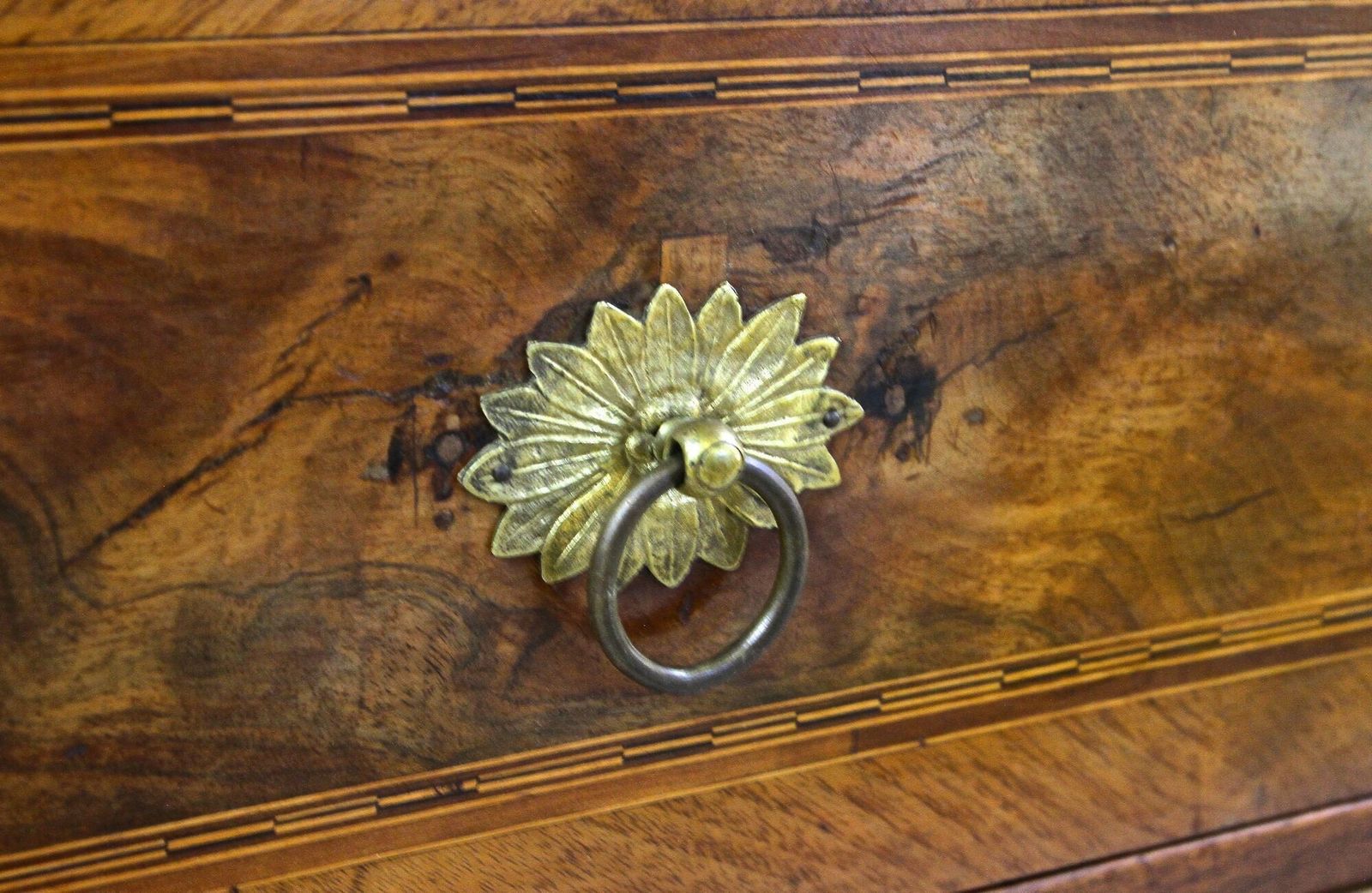 19th Century Biedermeier Chest Of Drawers With Micro Inlays, Walnut, At Ca. 1850 photo buy