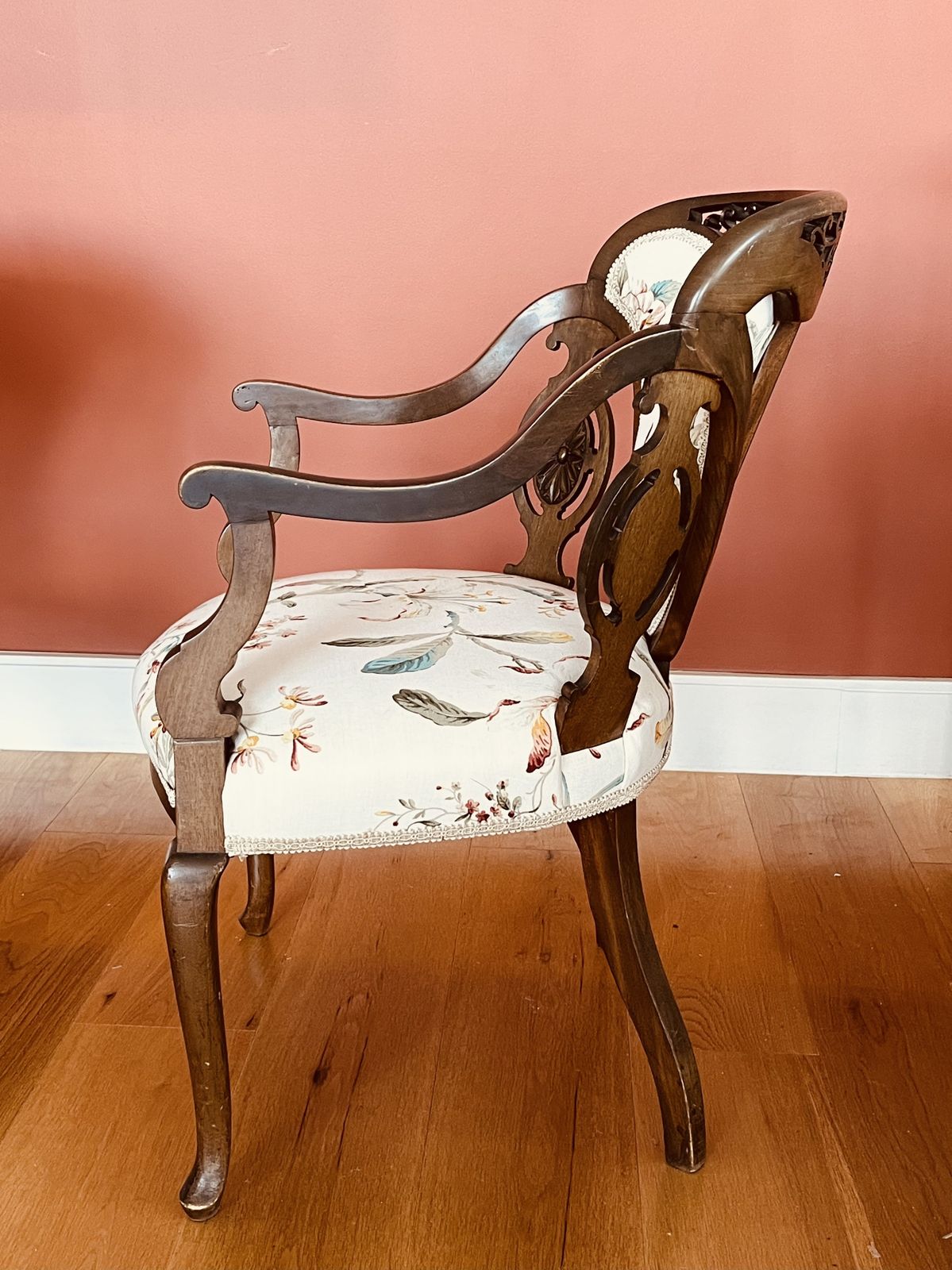 Vintage Chippendale Style Armchair With Decorative Carving photo for sale