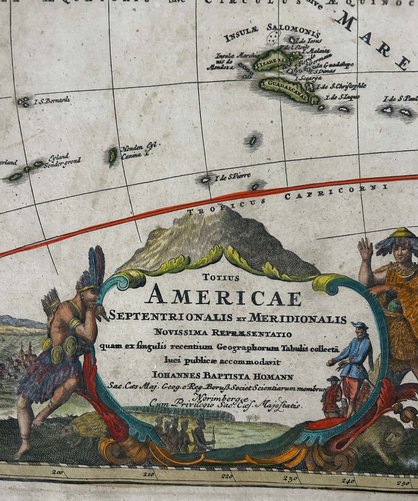 1716 Homann Map Of America   Hand Coloured photo furniture