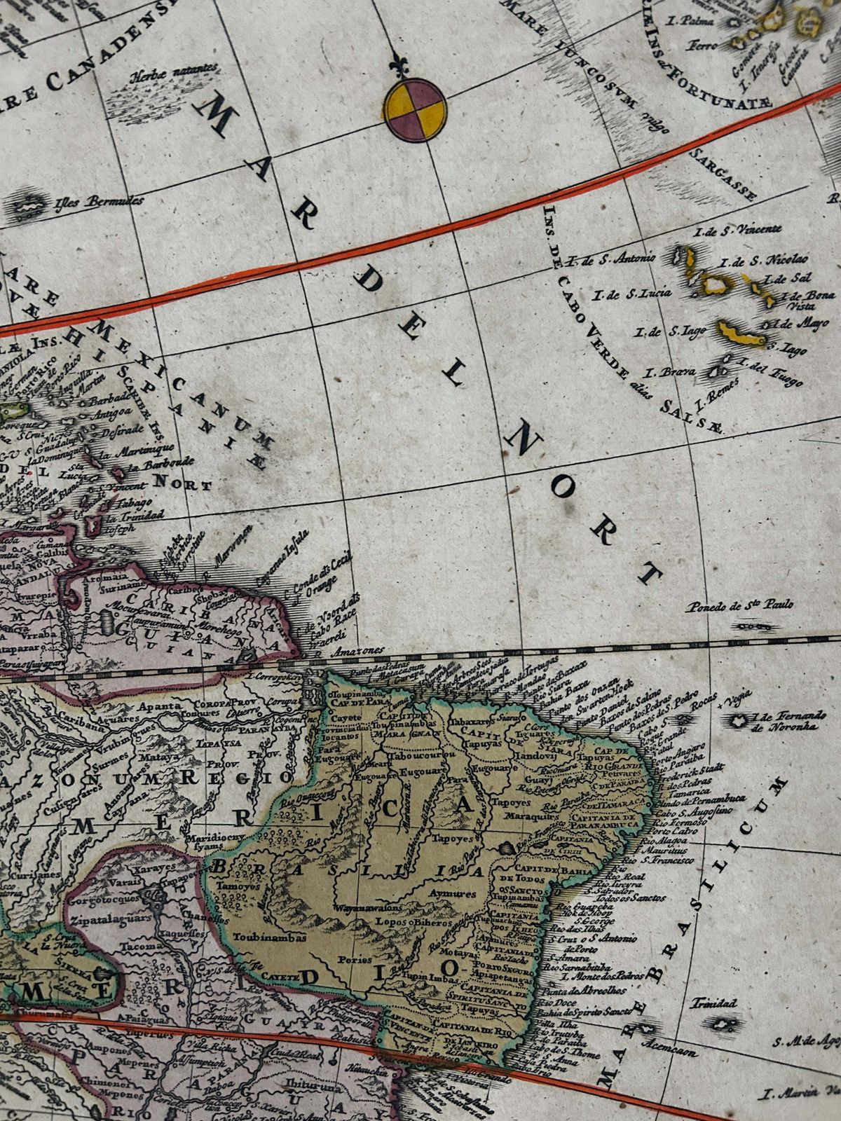 1716 Homann Map Of America   Hand Coloured photo vinterior
