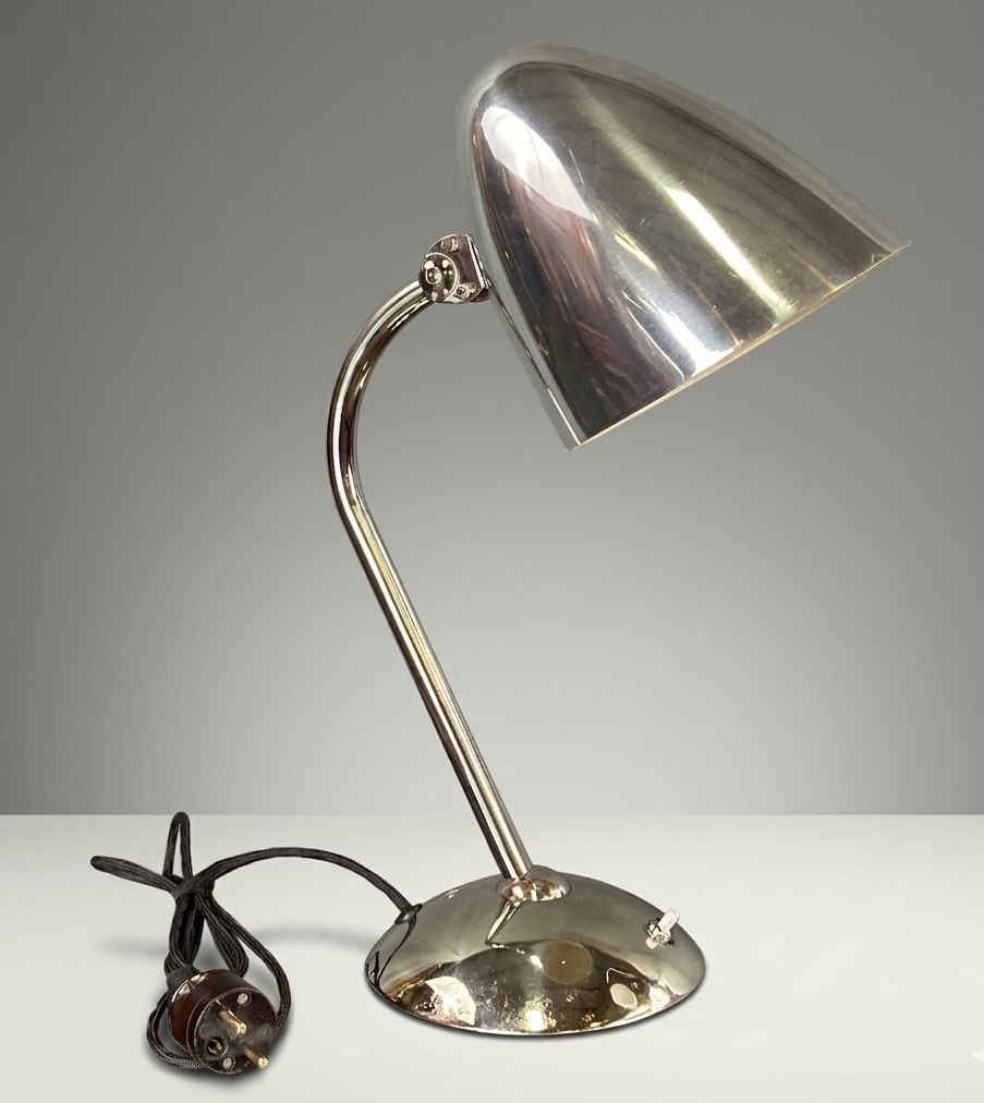 Art Deco Table Lamp Nickel Plated Metal Franta Anýž 1930s photo Lighting